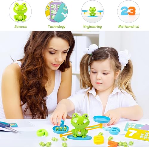 Miniatura 4 de Juguetes de conteo de equilibrio de rana, juegos geniales de aprendizaje de matemáticas para niños y niñas, juguete educativo de números