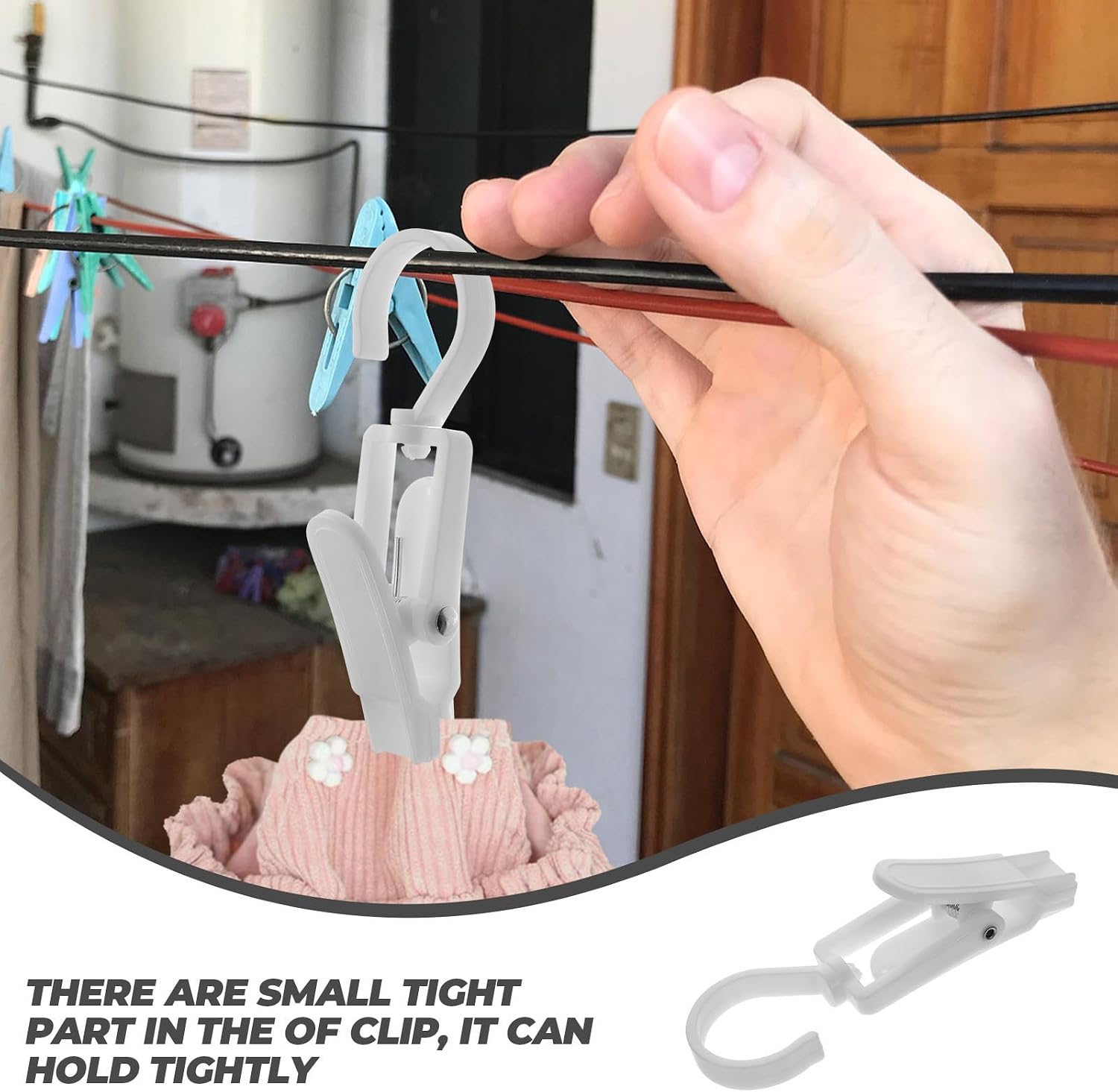 3pcs Portable Travel Clothes Clips White Plastic Windproof image 3