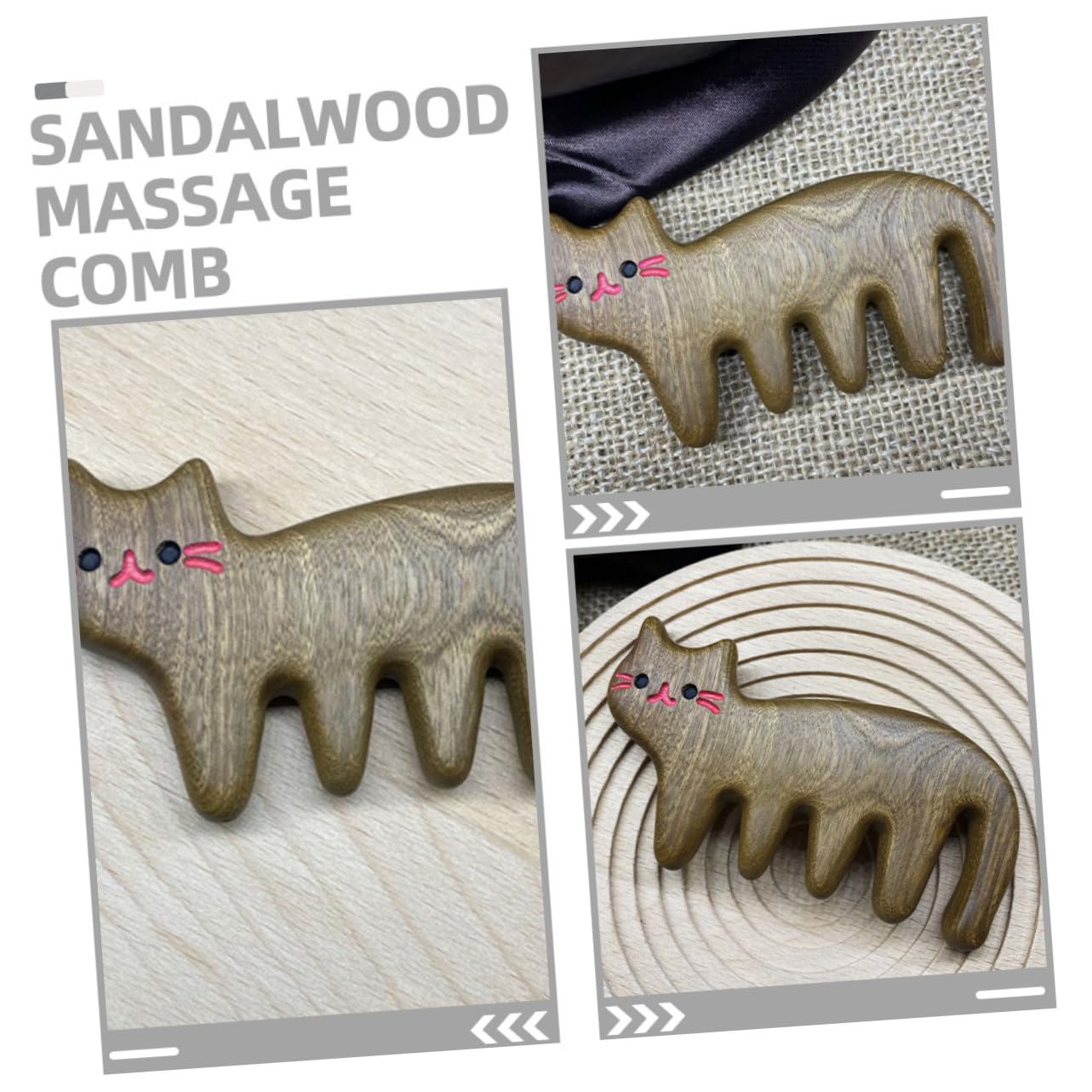 3 Ensembles Peigne Forme De Chat Lot De Peignes À Large Dents Pour Massage Pour Types De Cheveux 2 Pièces * 3