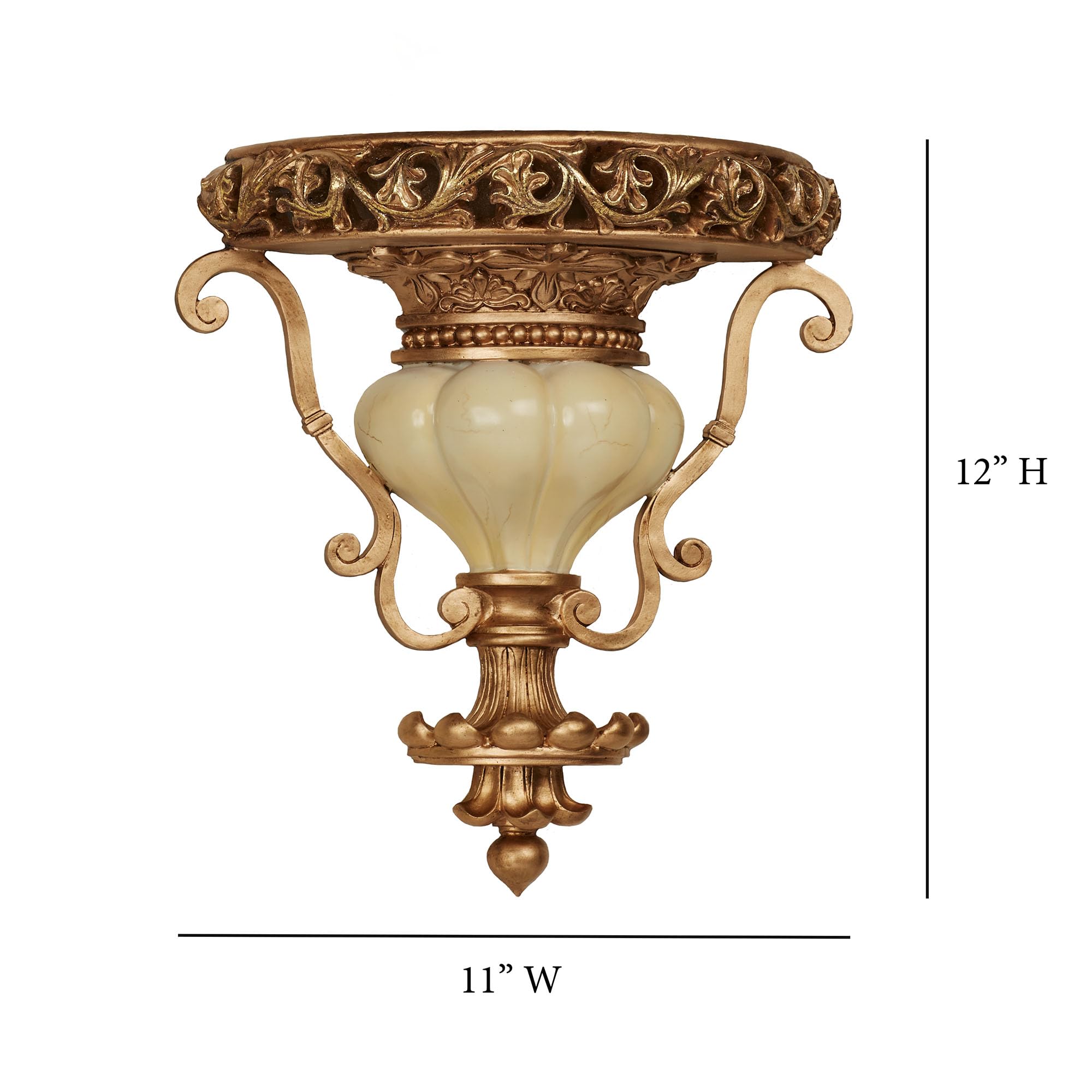 Touch of Class Chalmette Wall Shelf - Gold/Ivory - Victorian Style - Decorative Wall Shelves for Bedroom, Living Room, Kitchen, Hallway, Entryway