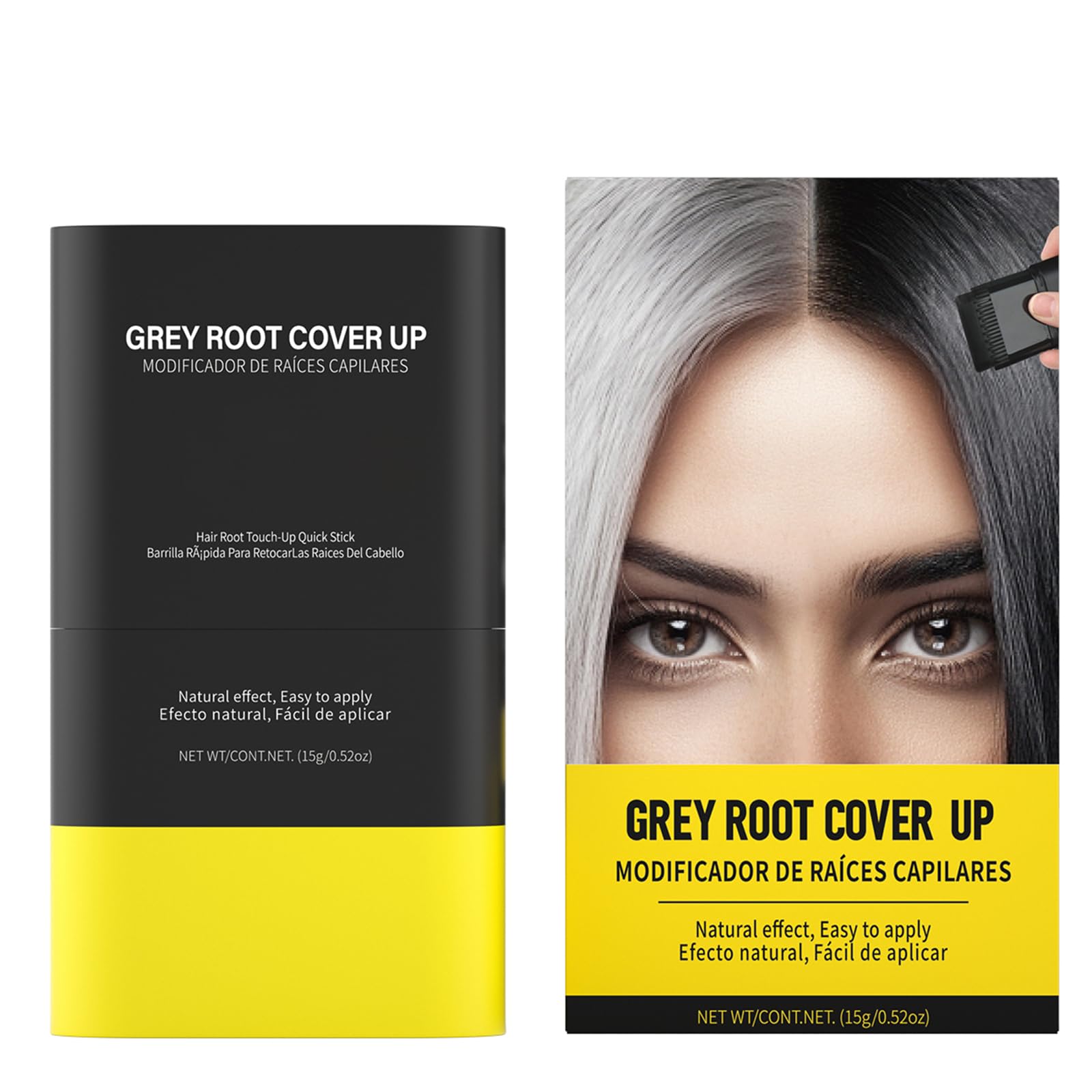 Gowwim Hair Dye Comb, Instant Portable Gray Hair Cover up Hair Dye Stick 2-in-1 Hair Color Stick Natural & Long-lasting Root Touch up Hair Color Comb Waterproof for Women & Men 15g/0.52oz Medium Brown