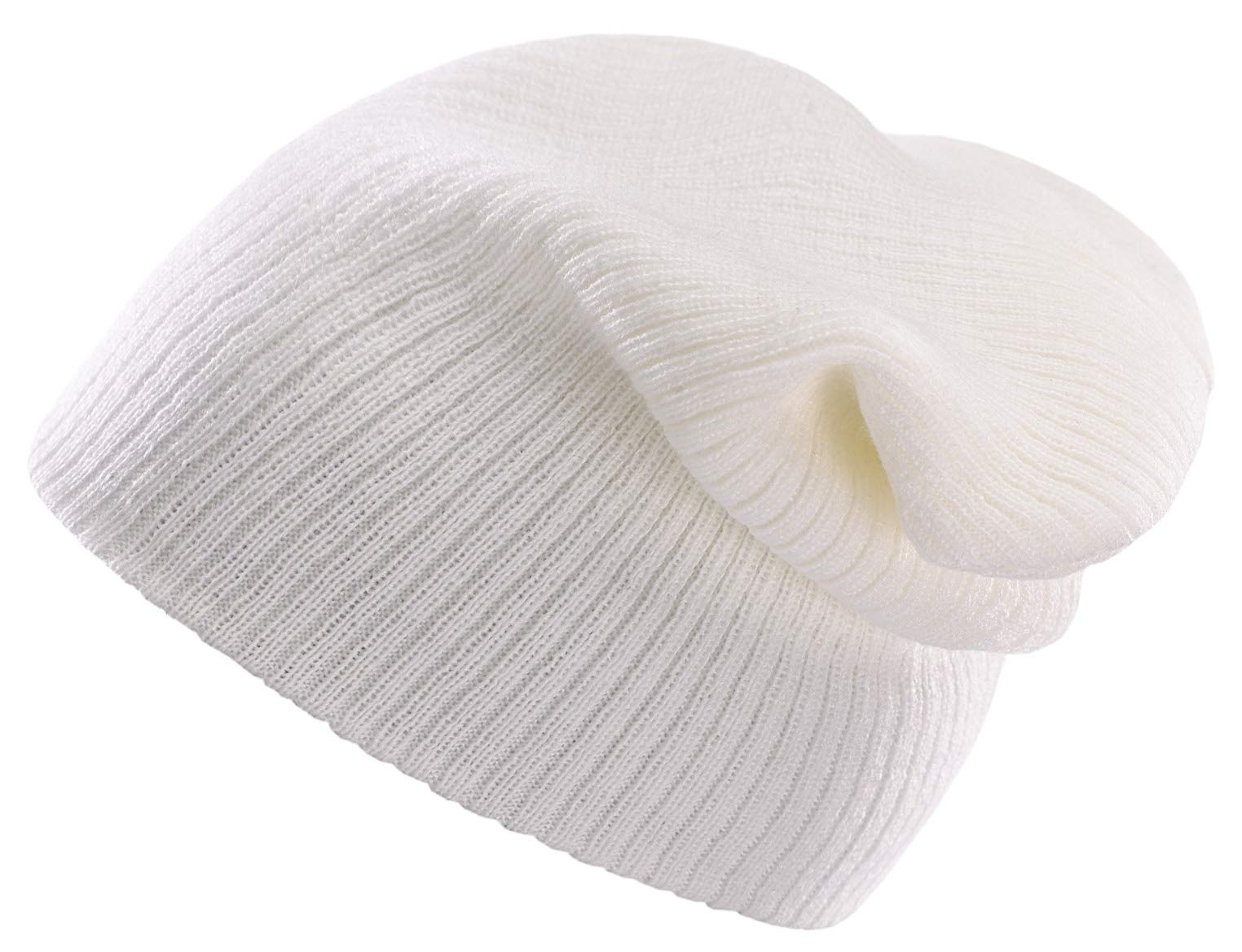 4sold Unisex Slouch Winter Beanie Hat Plain Beanie Ski Winter Hat Design in UK (White)