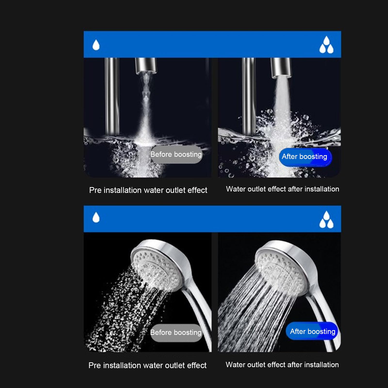 Weytoll Pompa di aumento della pressione dell'acqua, automatica, silenziosa, motore brushless a 3 velocità per rubinetti, servizi igienici, caldaie e docce (spina europea)