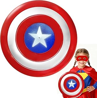 Krgiqn 11.8 inch Captain Shield Costume,Hero Prop Cosplay Shields Toy for Halloween Party Decor,Birthday Gift,Red