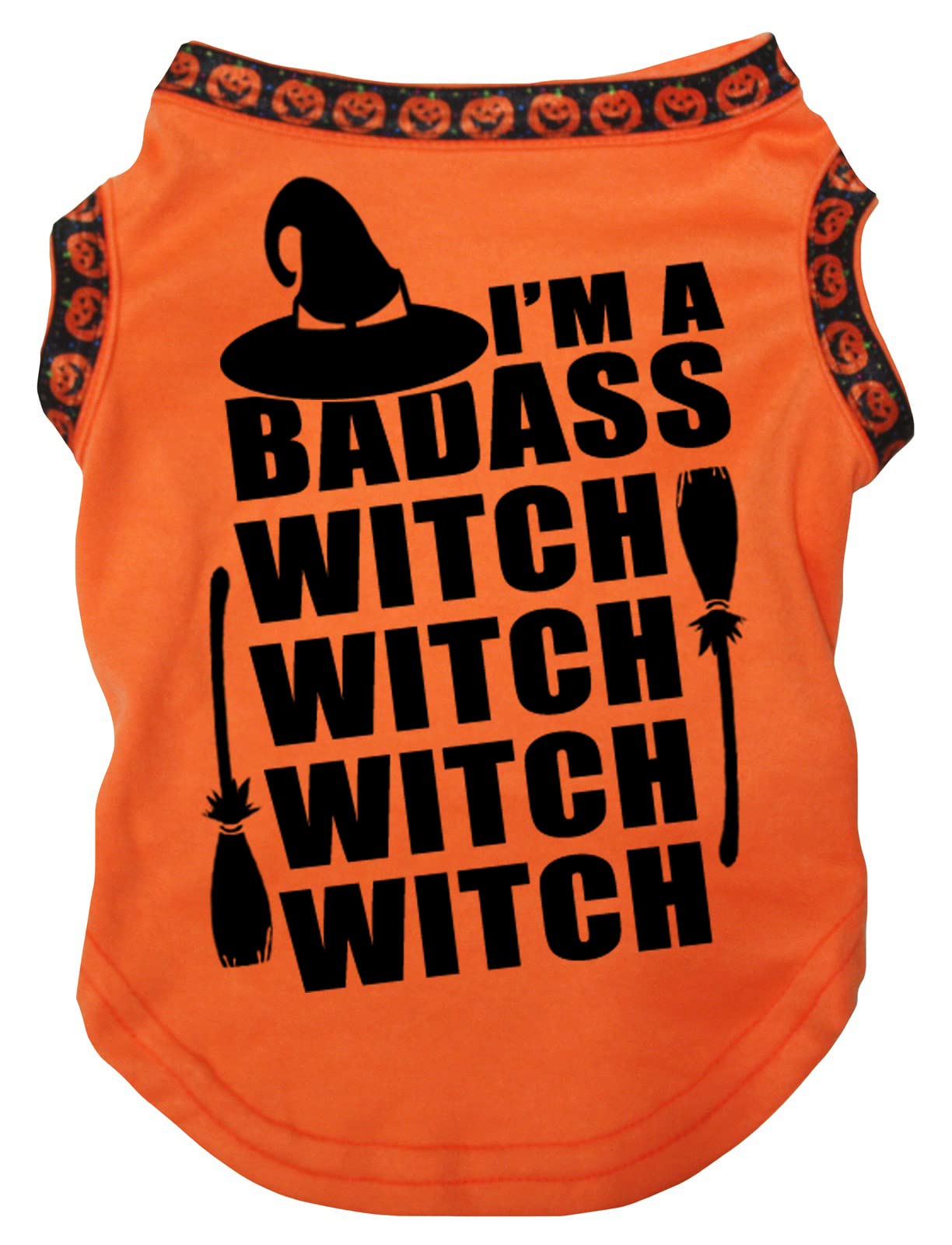 Chemise pour chien Badass Witch orange et citrouille taille L