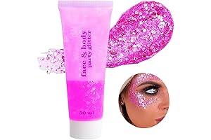 Go Ho Holographic Chunky Pink Neon Face Body Glitter for Ravishing Makeup and Festival Glam