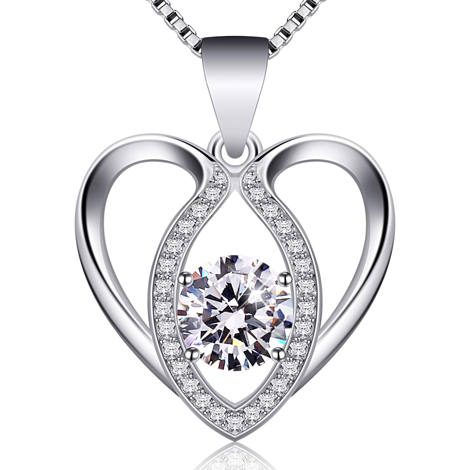 Jewlldeen Collane da donna Argento 925 Cuore Collanine Ciondolo Cuore Regali Regalo San Valentino per lei Amiche Moglie Mamma Amica Compleanno Gioielli Regali
