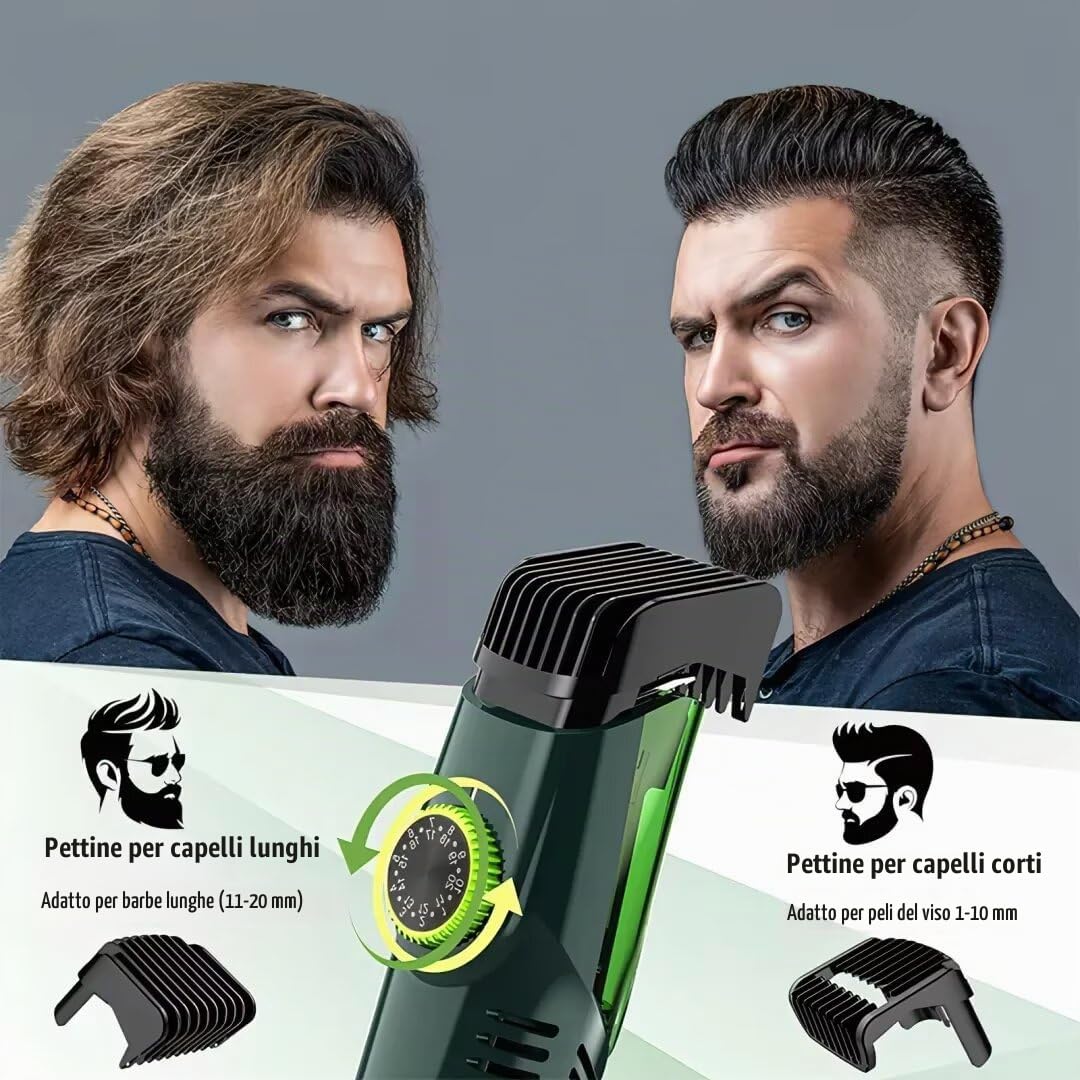 Tagliacapelli per uomo, aspirazione automatica dei peli, set da barbiere professionale premium con display digitale LCD, silenzioso e impermeabile