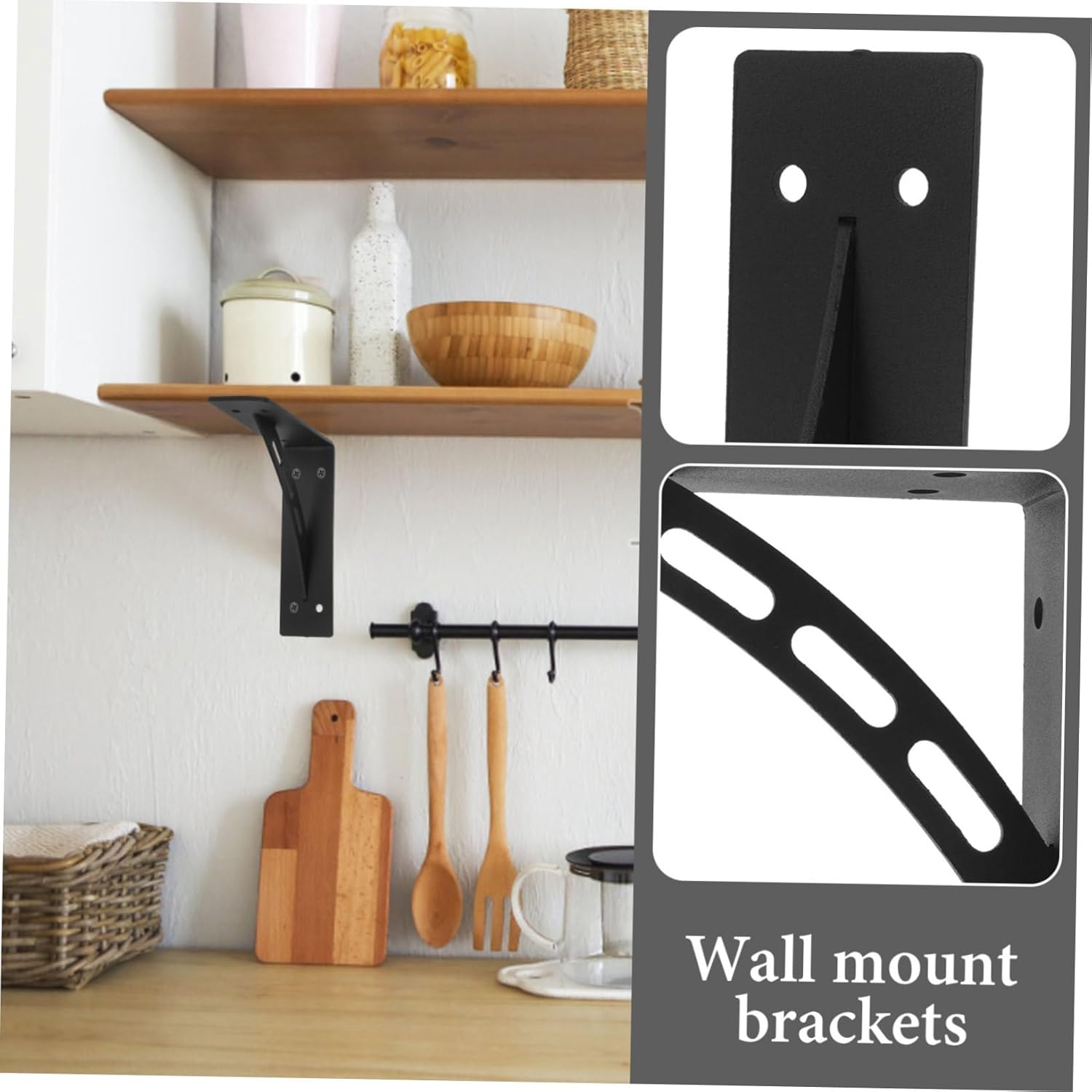 Mikikit 2pcs Heavy Duty Shelf Brackets Invisible for Wall-Mounted Shelves Sturdy Right Angle Design Minimalist Finish for Home Decor