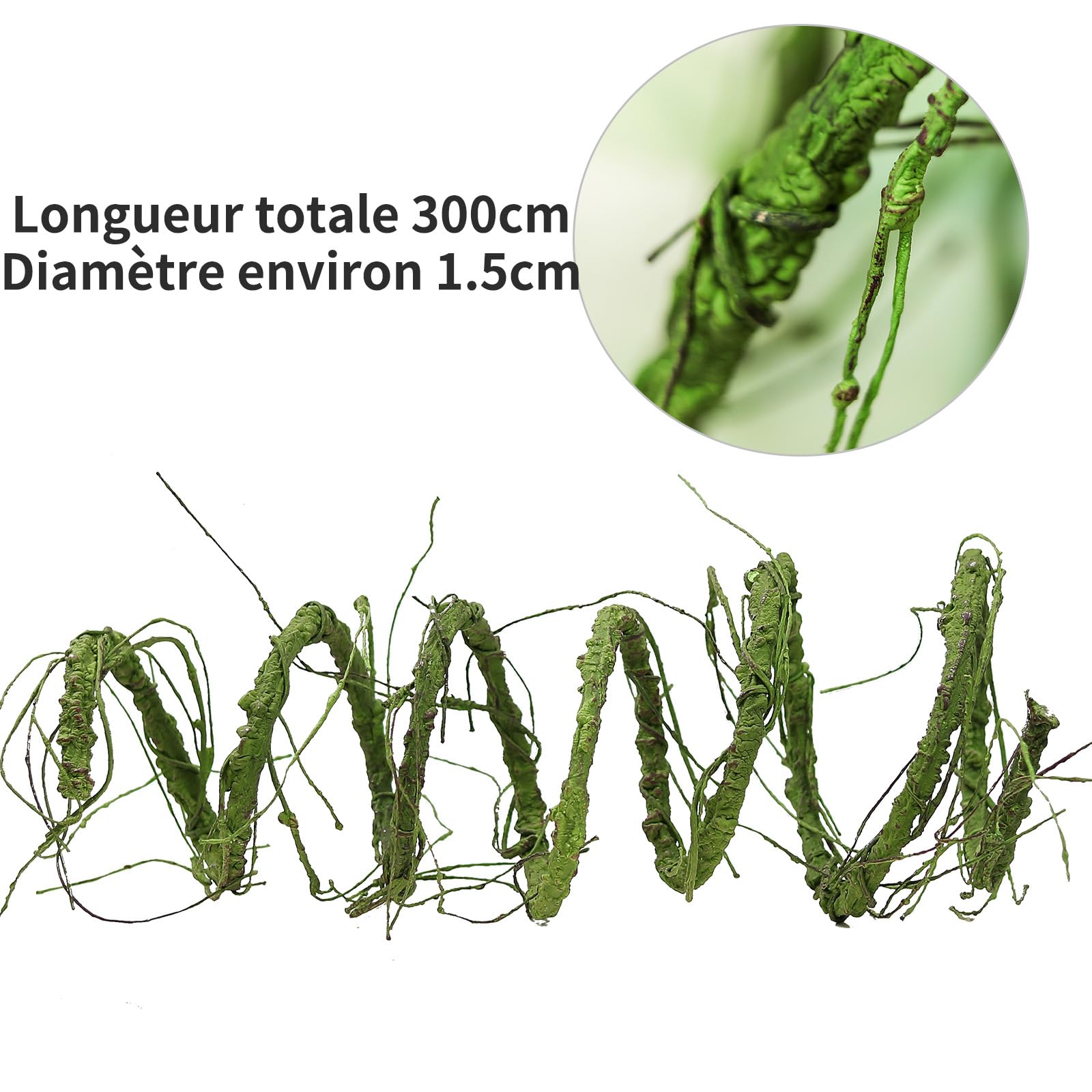 3m Guirlande d'osier Artificielle Flexible imitant Un Tronc d'arbre, ornée de Fleurs de Cerisier et de Vigne. Idéale pour décoration Murale, Porte d'entrée ou Terrarium pour Reptiles. (Vert)