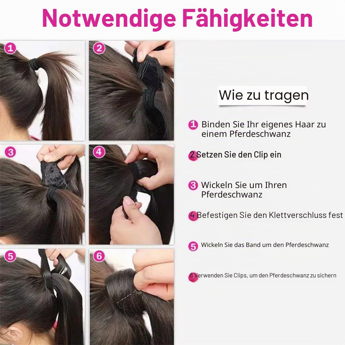 Gewellte Echthaar Ponytail Extensions 55cm 22 Zoll 120g, Body Wave Pferdeschwanz Haarverlängerung Naturschwarz, Clip in Wrap Around Zopf Extensions Echthaar für Damen, Hitzebeständig