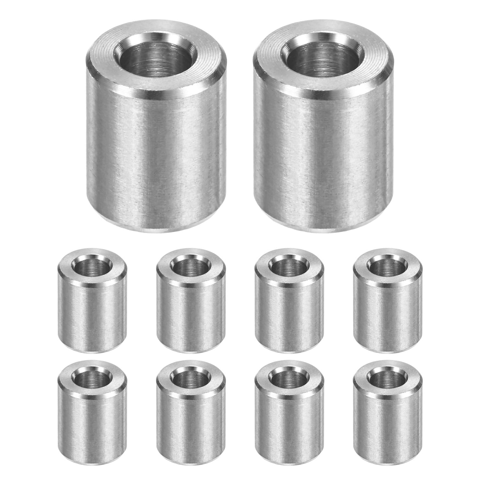 M METERXITY 10PCS M5 304 Stainless Steel Spacers 5mm ID x 10mm OD x 12mm l Metal Screw Standoff Bushing Plain Finish Round Spacer 304 Stainless Steel for Screws Bolts Silver — image 1