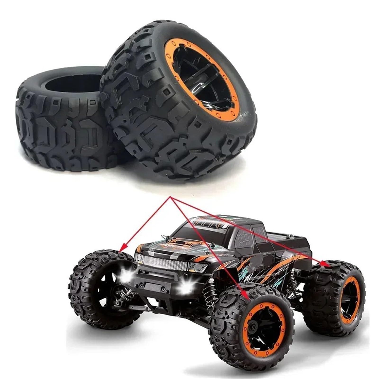 Rc ModèLe PièCes pour Wltoys 124018 124019 144001 124017 124016 pour HBX 16889 1/16 80.5mm Pneus Jantes Voiture RC Grande Taille Pièces De Mise À Niveau