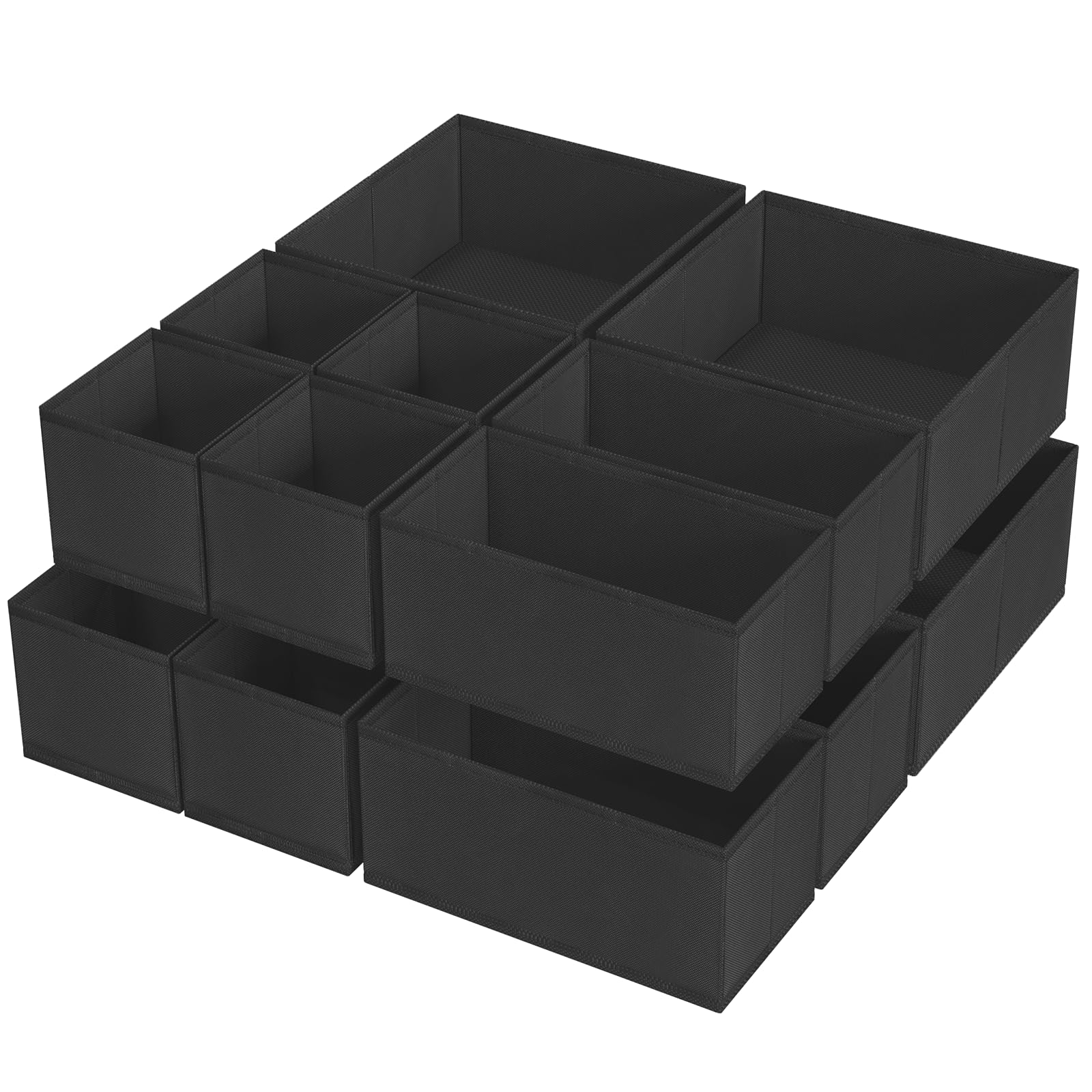 Lot de 16 organiseurs de tiroir pour sous-vêtements – Boîte de rangement pliable en tissu pour vêtements, commodes, séparateurs de tiroir pour vêtements, écharpes (noir)