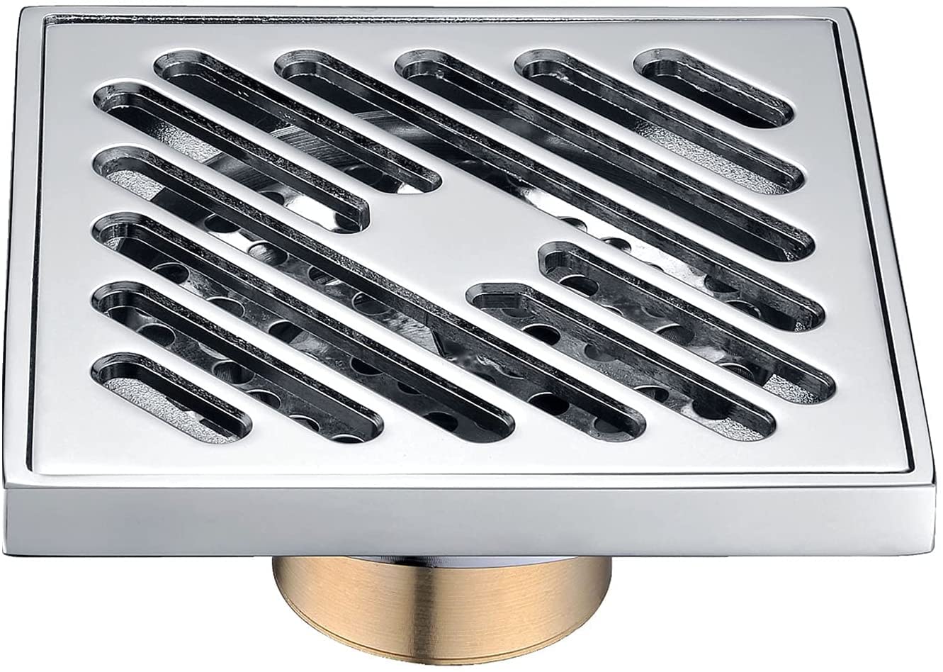 GLJTUO Shower Floor Drain Bathroom Tile Insert Floor Drai Square Floor Drain, 4 Inch Brass Bathroom Floor Drain, with Grate Removable, Hair Catcher Strainer, Deodorant Floor Dra