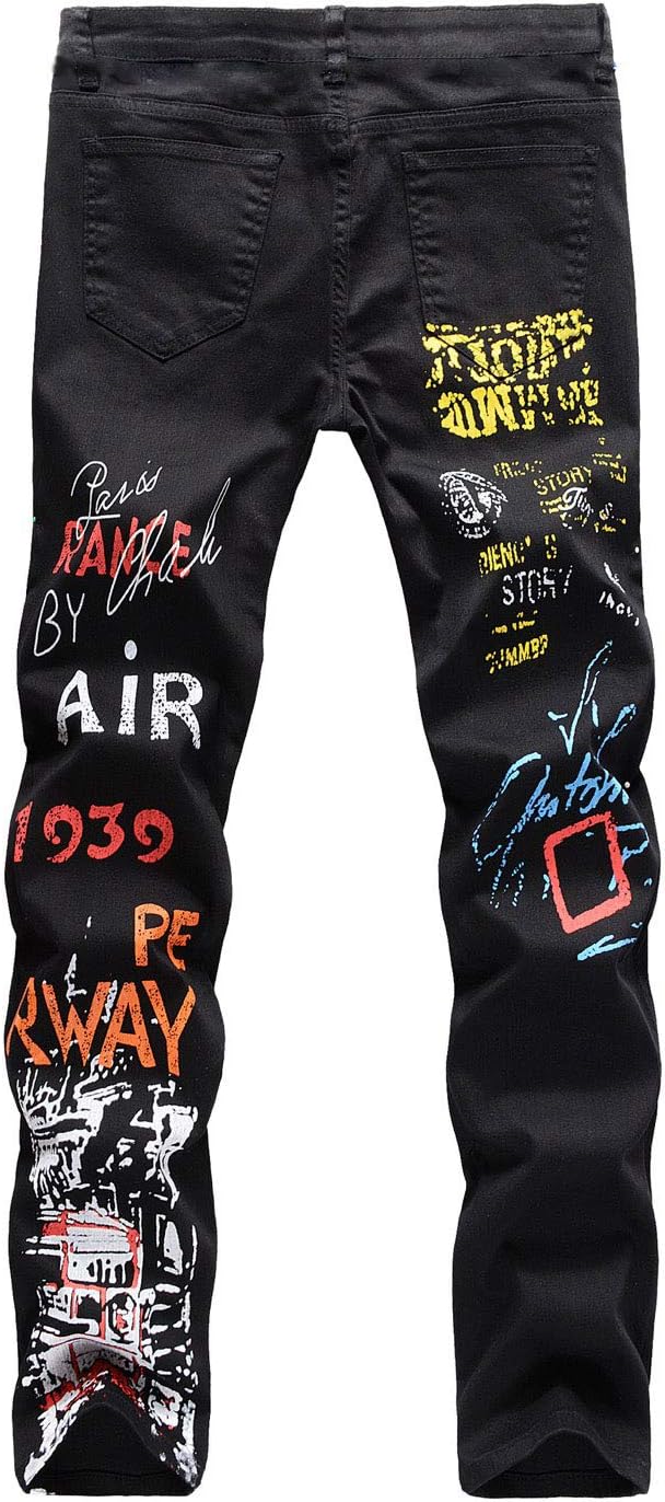 Men Ripped Jeans Fashion Slim Fit Traight Distressed Design Skinny Stretch Comfort Flex Waist Denim Pants - Image 2