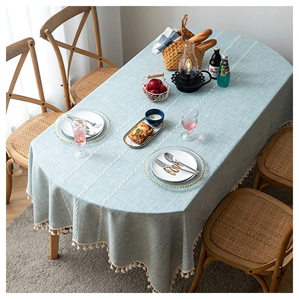 Nappe ovale imperméable en coton-lin de qualité supérieure avec broderie fine durable