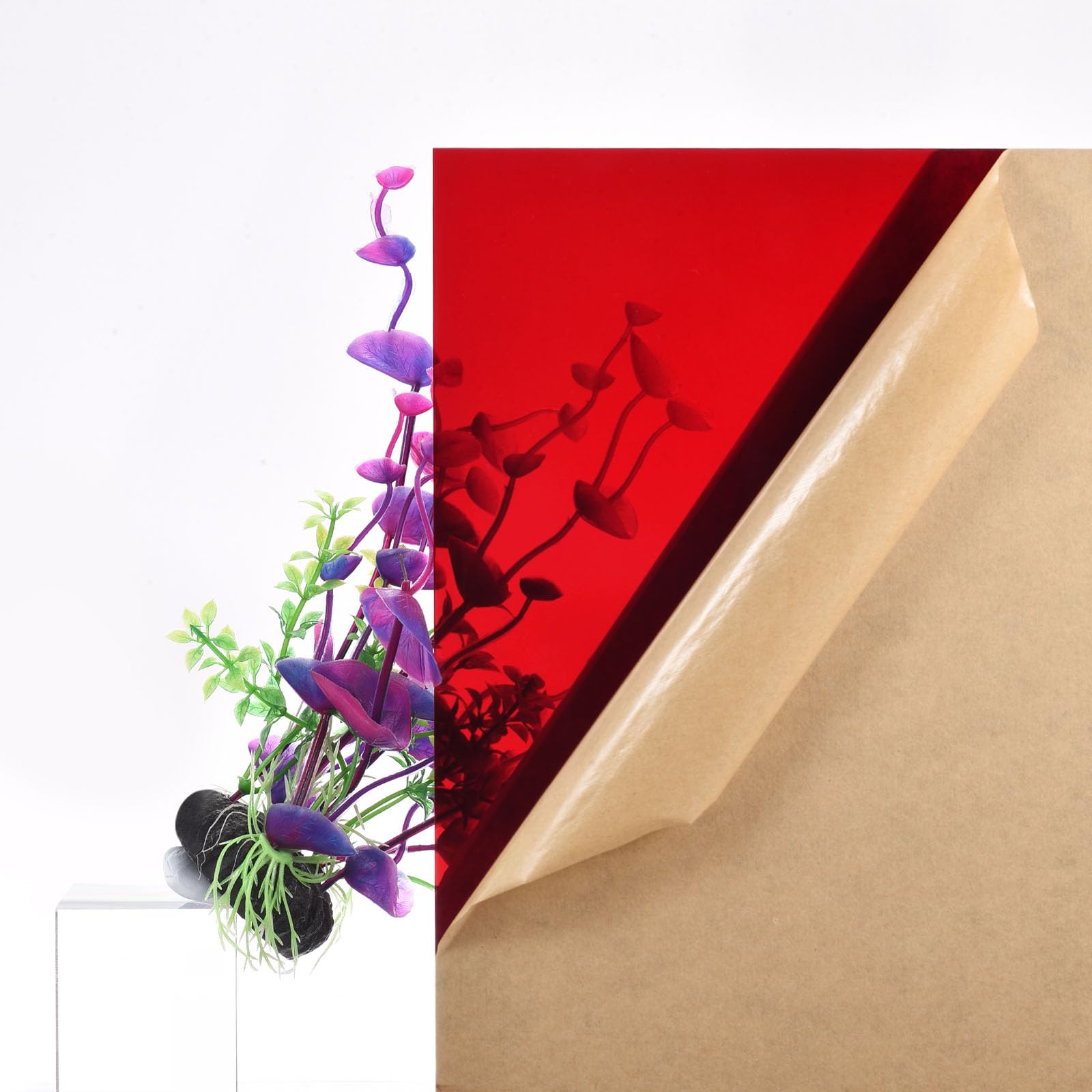 DMiotech Tablero de Acrílico PMMA de 12"X12" y 3 mm de Grosor para Proyectos de Manualidades y Señalización en Blanco Rojo Transparente | Para proyectos de bricolaje, señales en blanco