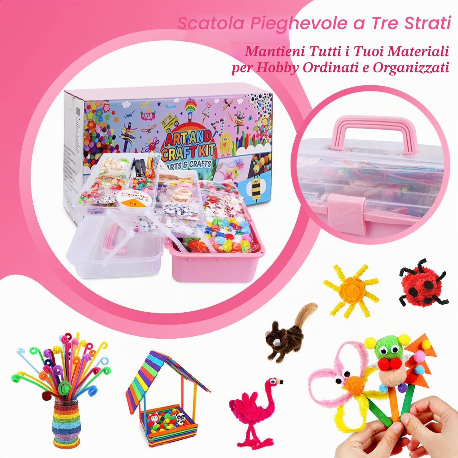 JOYBOY Lavoretti Creativi per bambini Kit Artigianali Perline e Scatola di Immagazzinaggio Giocattoli educativi Regalo