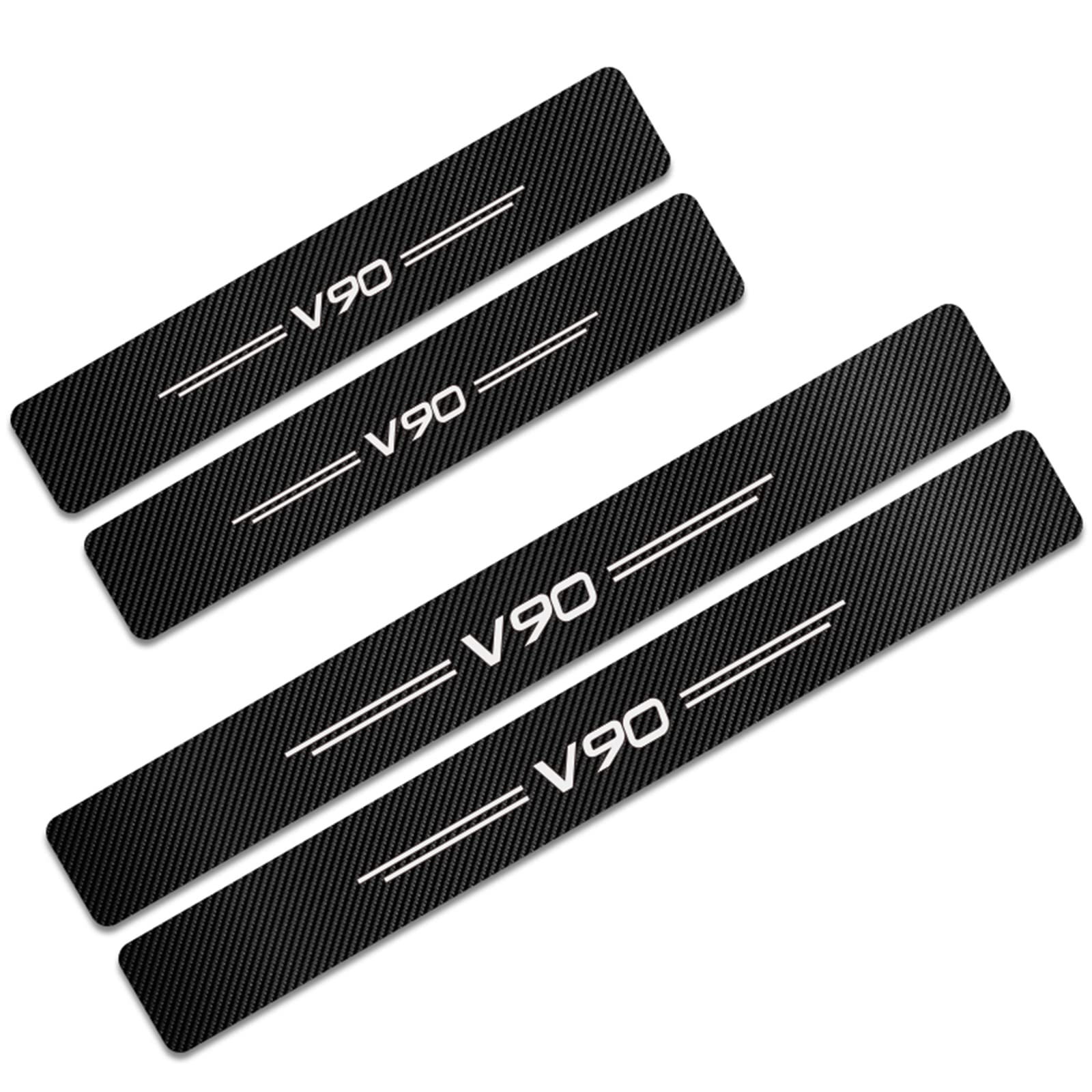 JYMLOV 4pcs Car Outer Door Sill Protector for Vo-lvo S60 XC90 XC60 XC40 C30 Tuning Accessories, Self-Adhesive Carbon Fiber Auto Kick Plates Scuff Guard Threshold Cover Pedal Sticker Trim, V90