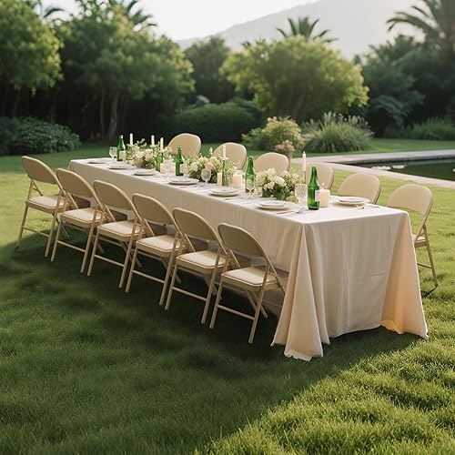 Miniatura 8 de Paquete de 6 sillas plegables color caqui con cojín acolchado para exteriores, sillas plegables de metal comerciales apilables portátiles con marco