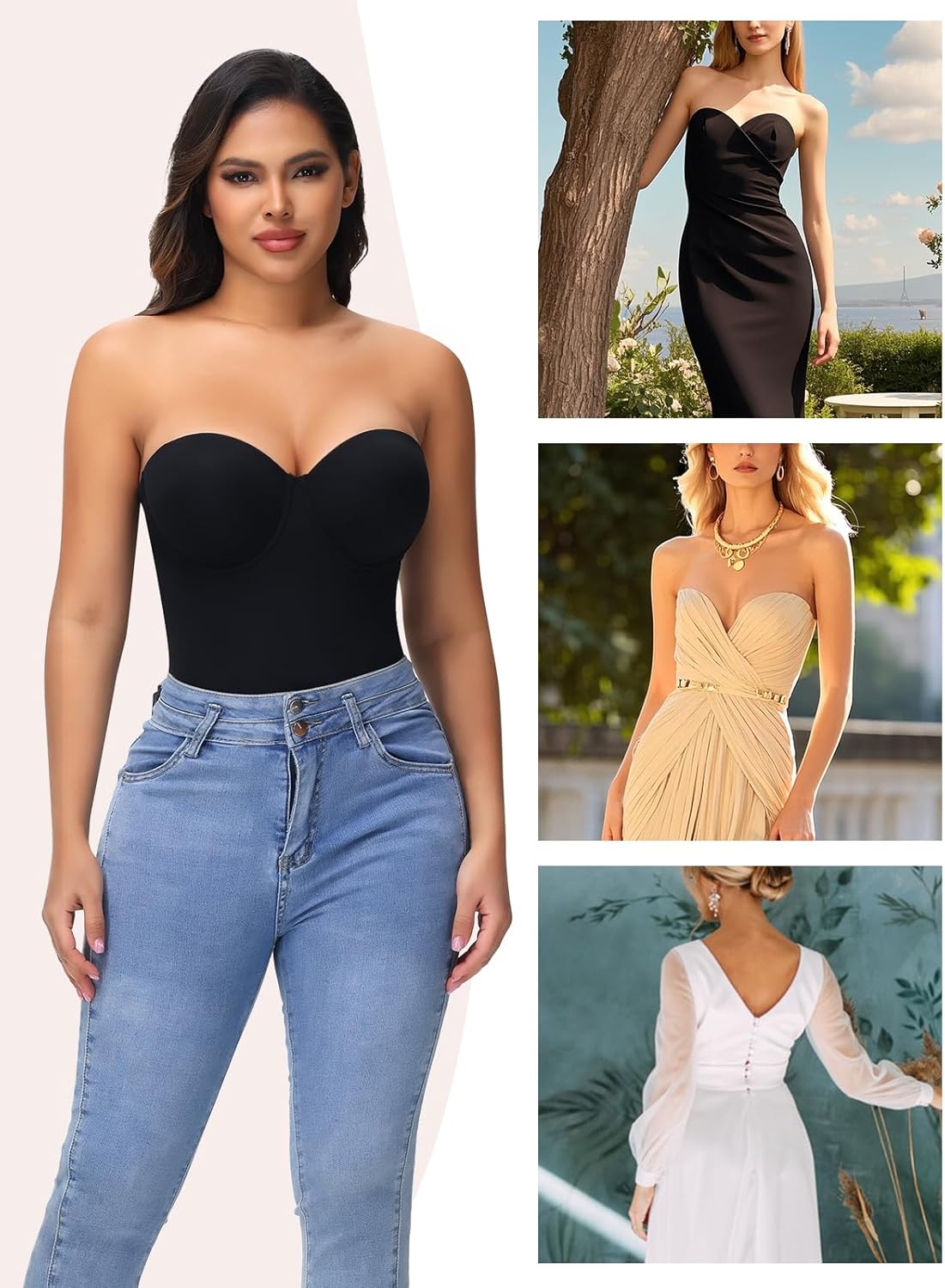 JOYSHAPER Strapless Shapewear Bodysuit for Women Tummy Control Low Back Body Shaper Thong Body Suits Tops with Built-in Bra - Image 6