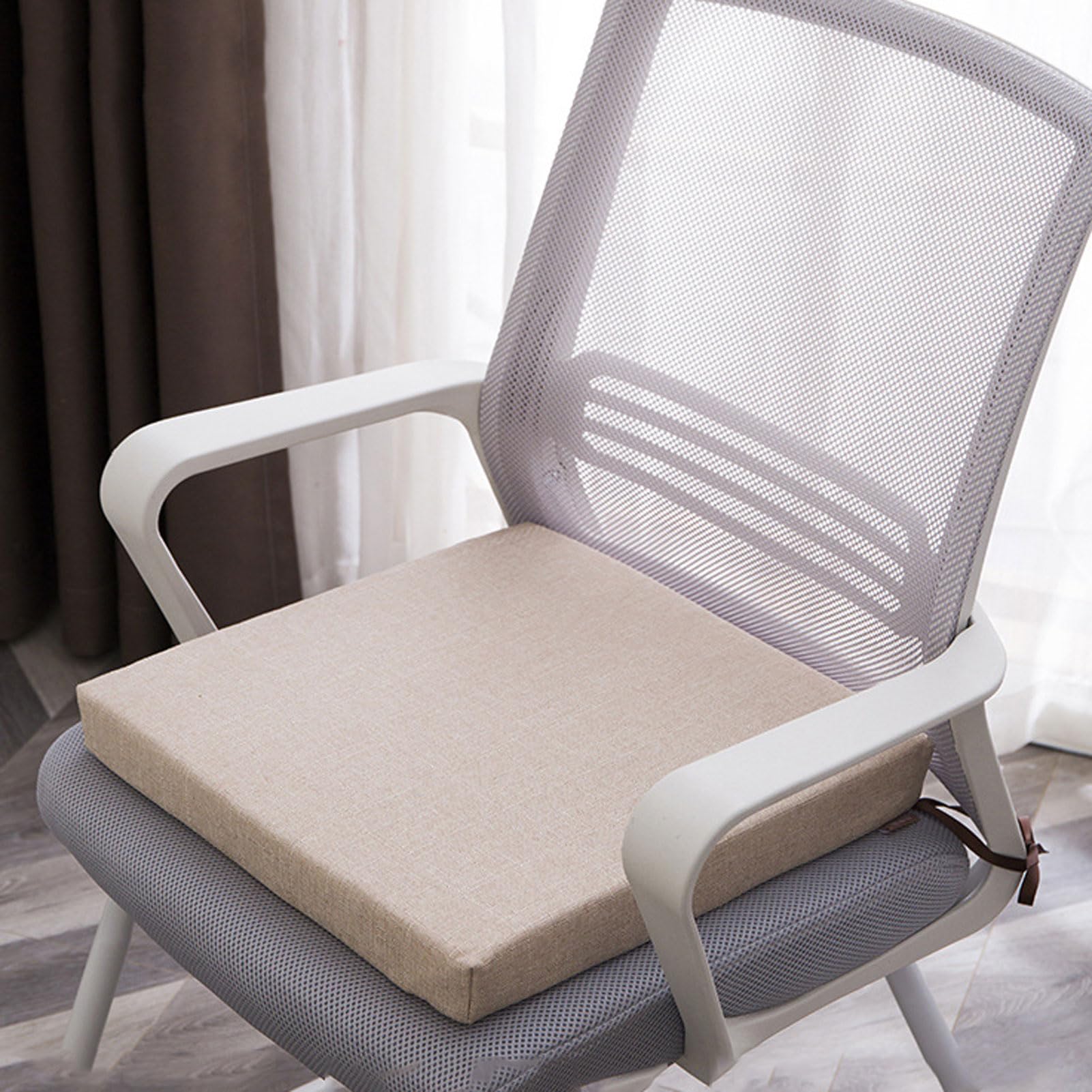 Natural Latex Seat Cushion for Office Chair and Car Non Slip Desk Chair Cushion with Back Support Fits Most Chairs and Car Seats 50x50x7.5cm