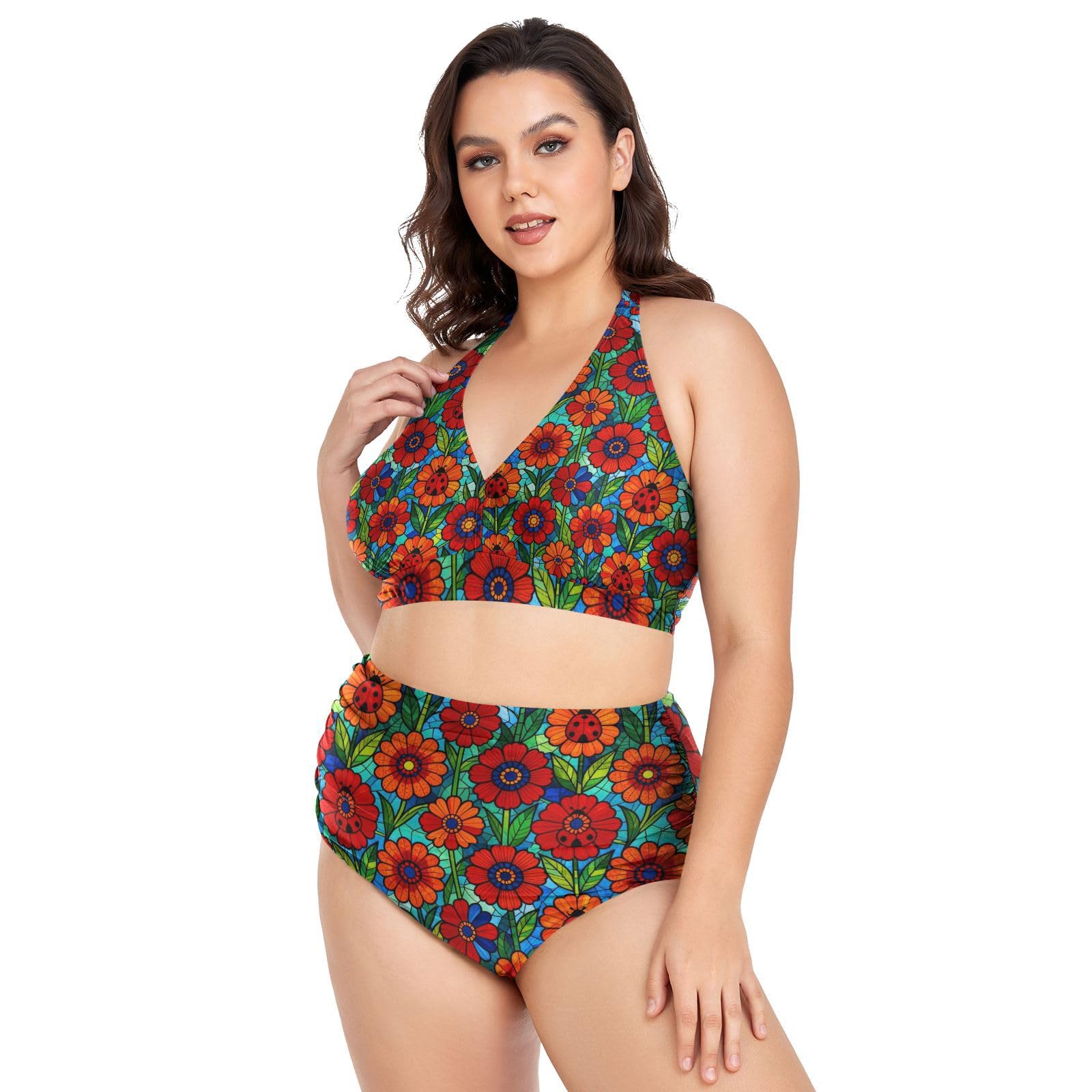 FRODOTGV Curvy damskie dwuczęściowe zestawy kąpielowe L-4XL
