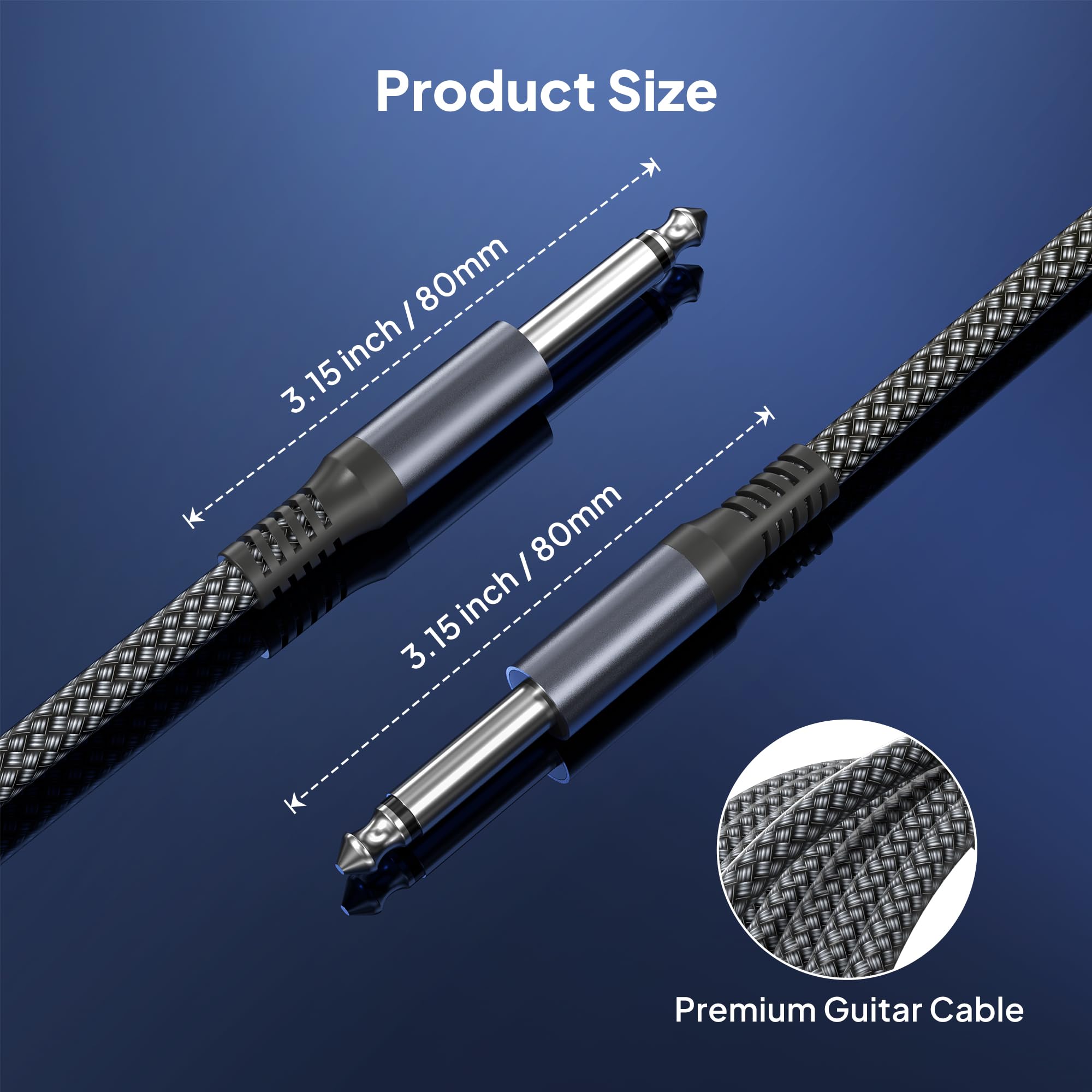 Elebase Cavo Audio TS Chitarra Elettrica 3 Meters 2 Pezzi,Cavo Jack 6,35mm a 6,3mm Maschio,Cavi Guitar 90 Gradi Angolare 1/4” per Strumenti Musicali,Accessori Chitarra,Basso,Tastiera Musicali,Amp