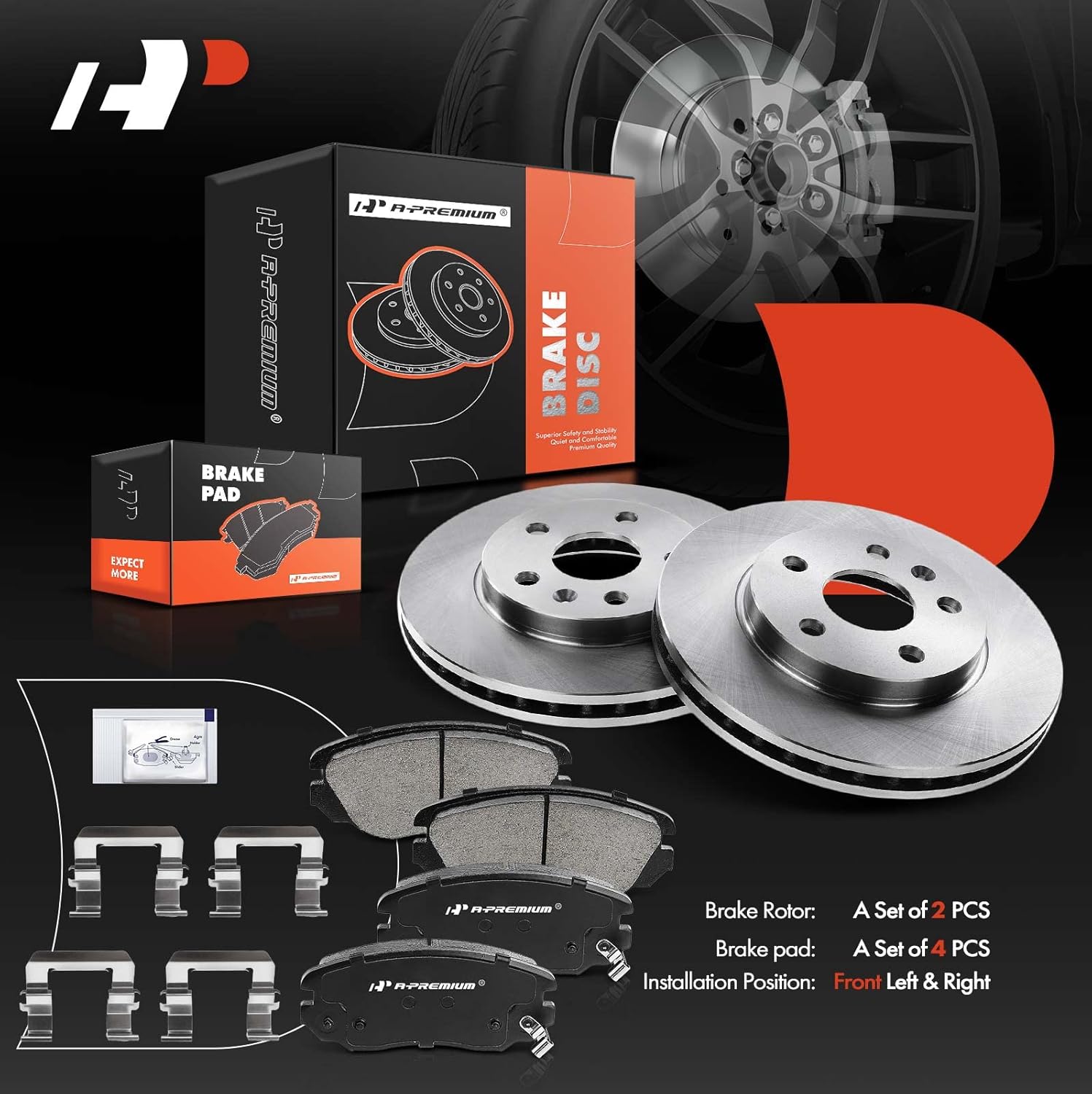 A-Premium 11.65 inch(296 mm) Front Vented Disc Brake Rotors + Ceramic Pads Kit Compatible with Select Buick and Chevy Models - LaCrosse 2012-2016, Regal 2011-2017, Malibu, Malibu Limited, 6-PC Set