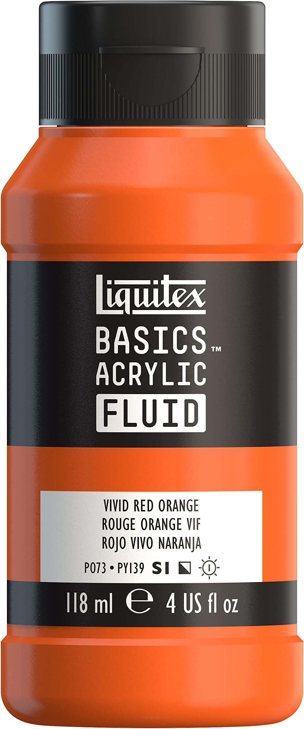 Liquitex BASICS Acrylic Fluid Paint, 118ml (4-oz) Bottle, Vivid Red Orange