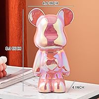 Vista 2 de Yundu Alcancía de cerámica para niños y adultos, banco de monedas para niñas y niños, decoración de oso de amor rosa, decoración moderna, decoración