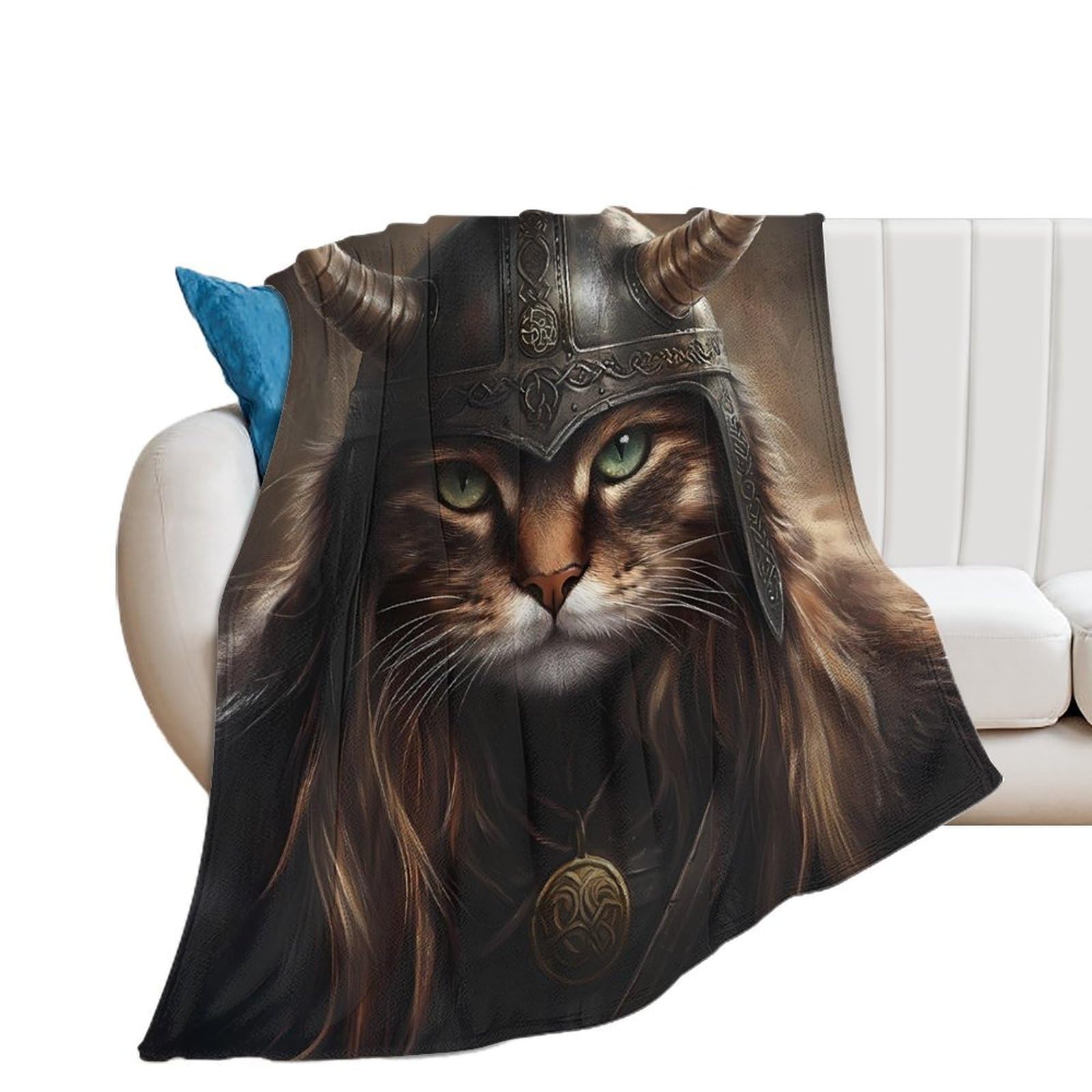 OUTBDNVFSA Vikings Cat Throw Blanket Lightweight Summer Blankets for Bed Sofa Camping Travel