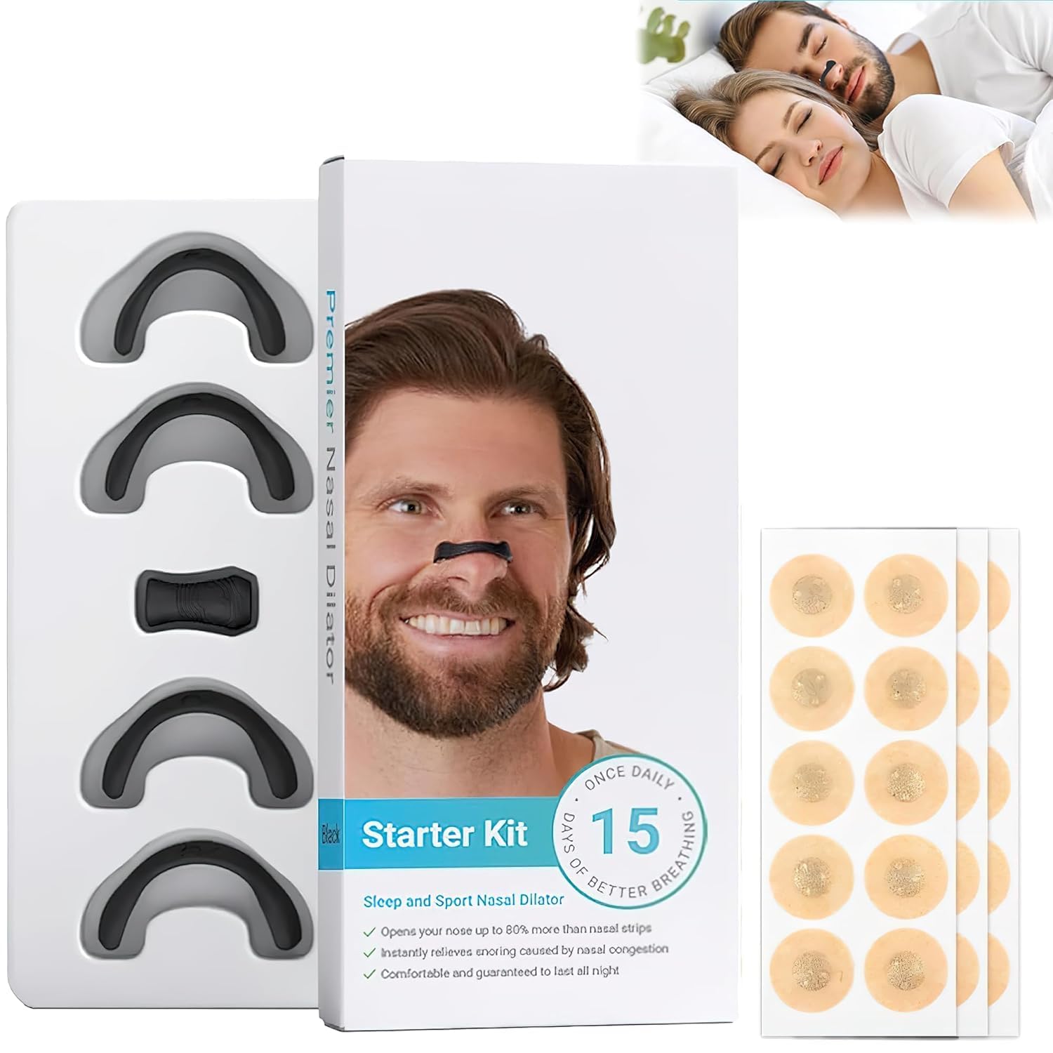 Innovative Two-Part Nasal Dilator System | Magnetic Nose Strips for Breathing & Nasal Dilators for Breathing | Includes 4 Relief Bands, 15 Breathing Tabs, & Magnetic Applicator-image-17