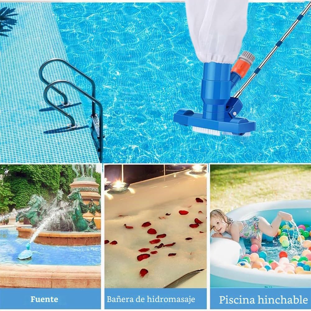 Aspiradora Piscina Pequeña, PortáTil Limpiafondos Piscina Manual con Barra Telescópica 180cm, PortáTil Limpiafondos Piscina Manual, Aspiradora de Piscina para Fuente de Estanque de Piscina