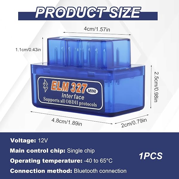 ELM-327 OBDII Car Auto Diagnostic Scanner, Mini ELM-327 OBD2 Bluetooth Scan Tool Code Reader,Car Diagnostic Scan Tool,Wireless Interface OBD II Auto Car Failure Detector for Android Windows (1PC) - 2