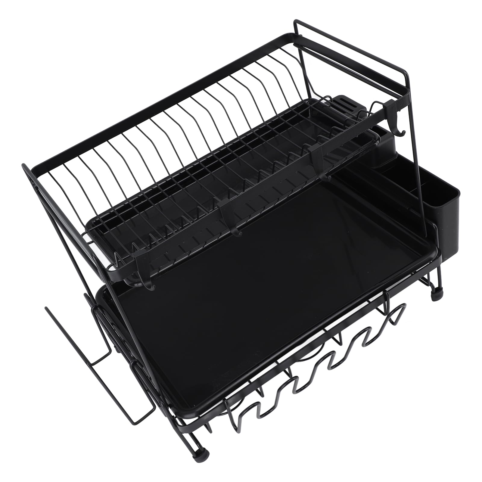 Étagère Pliable à 2 Couches pour Le séchage de la Vaisselle, égouttoir pour la Vaisselle avec Support pour ustensiles, étagère pour la Vaisselle en Fer et en Plastique de Grande ca