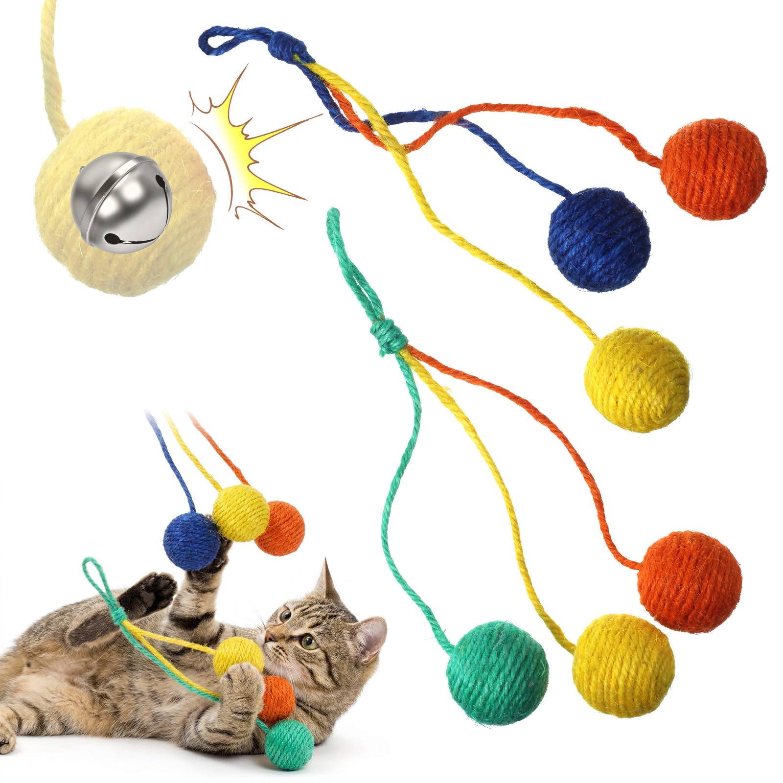 View 1 of salbsever Hanging Cat Toys with Bell (2 Pcs)