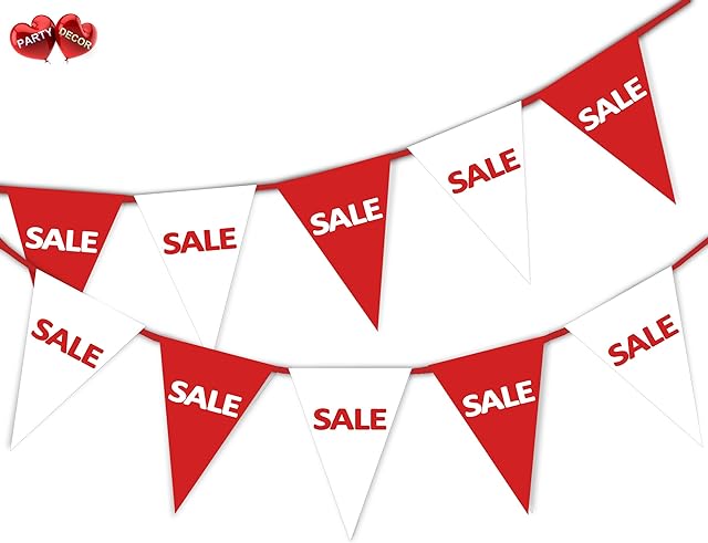 Party Decor SALE Red & White Mix Bunting Banner 15 Flags For any shop retail sale and other commercial action - For Guaranteed Success Decoration