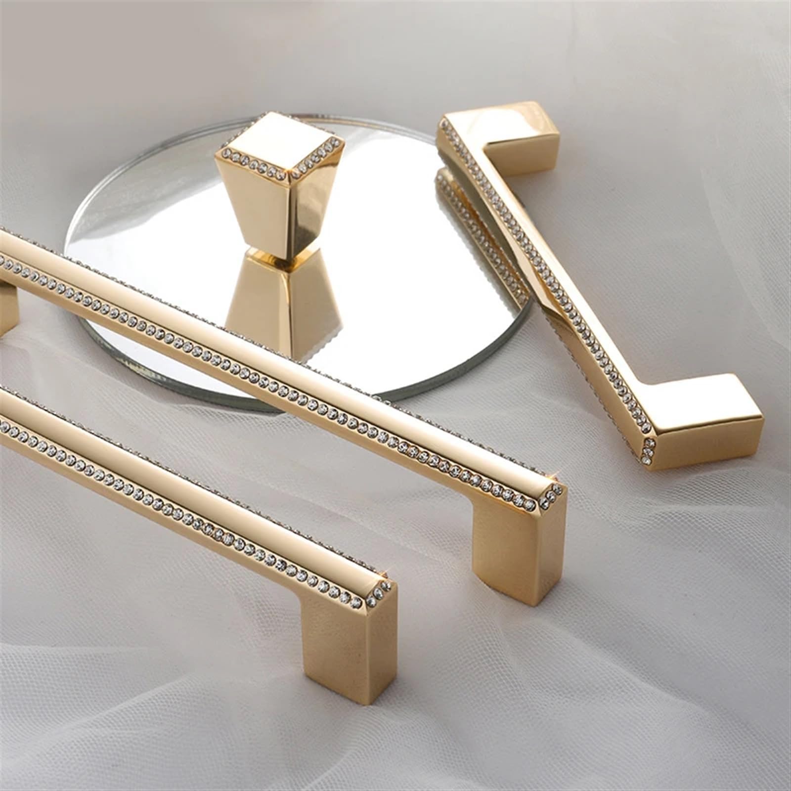 Poignée de tiroir en cristal chrome pour bouton de meuble chic
