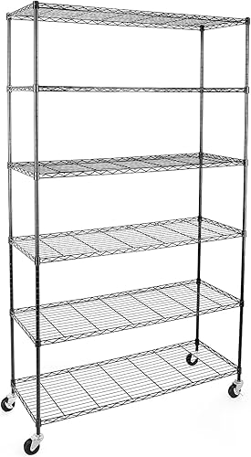 WDT Estantes de almacenamiento certificados NSF sobre ruedas, estantes de metal resistente para almacenamiento con soporte ajustable, estantería de