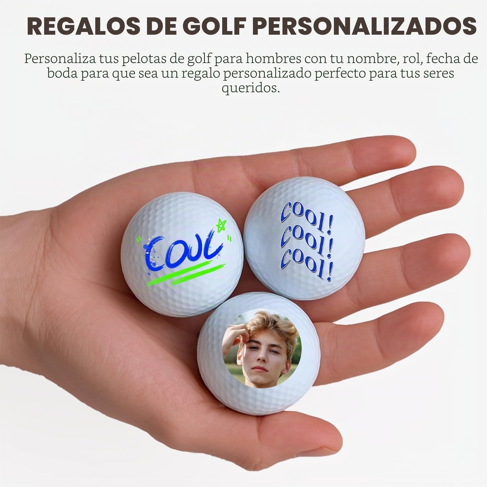 Pelotas de golf personalizadas de doble cara con nombre, logotipo o texto para regalos y eventos