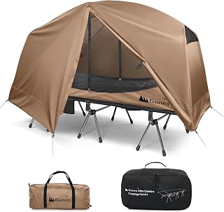 Cuna para tienda de campaña Cuna plegable fuera del suelo para 1 persona Soporta 350 libras | Cuna de 31,5 pulgadas de ancho, cuna de campamento de altura ajustable, tienda exterior impermeable, tienda de campaña de malla transpirable para senderismo y acampada en auto