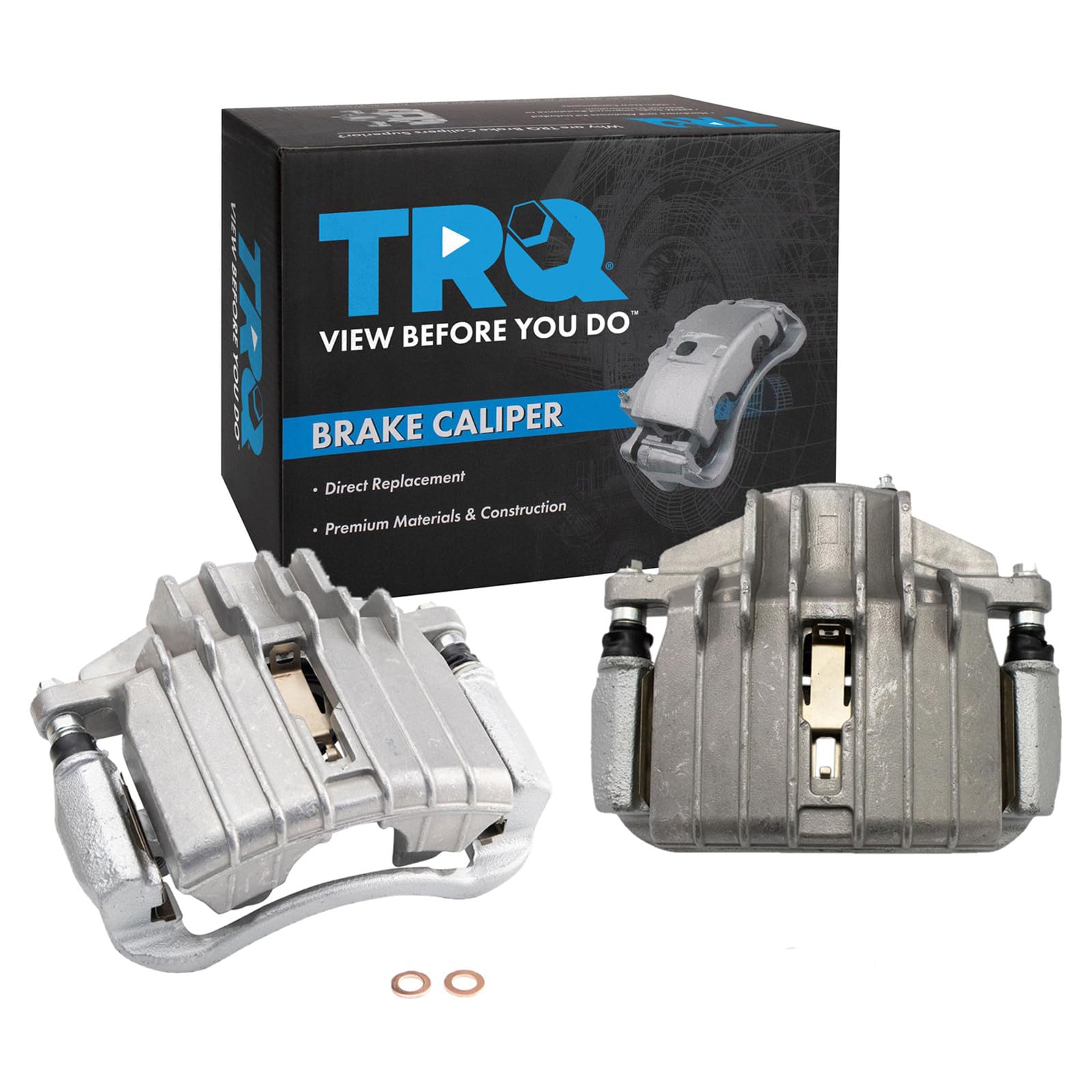 TRQ Front Brake Caliper Set Zinc Coated Brackets Hardware Compatible with 2004-2005 Chevrolet Classic 1997-2003 Malibu 1999-2004 Oldsmobile Alero 1997-1999 Cutlass 1999-2005 Pontiac Grand Am