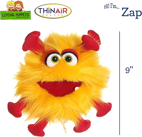 Miniatura 2 de Living Puppet - Zap The 9 Inch Yellow Friendly Monster, marioneta de mano de felpa para niños y niñas