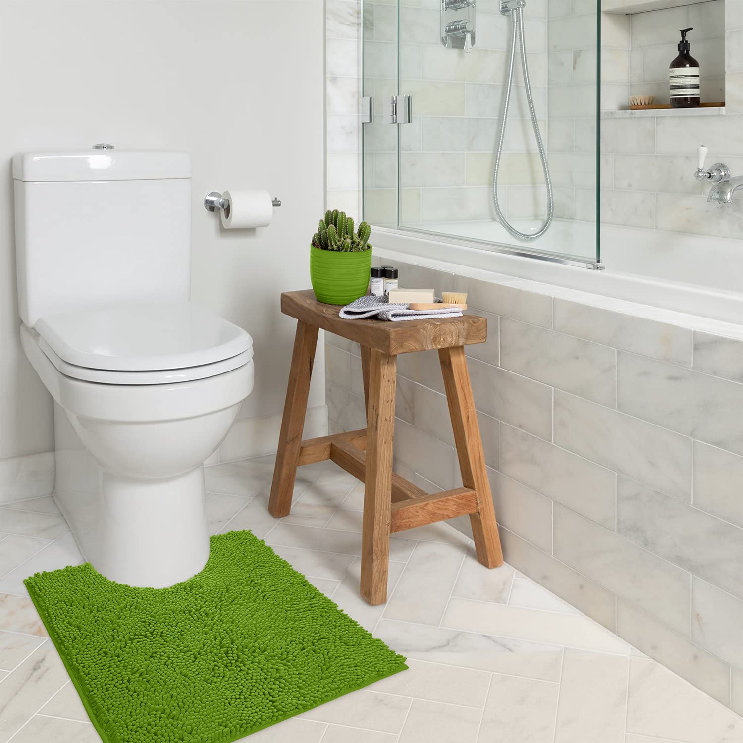LuxUrux Bath Mat-Extra-Soft Plush Bath Shower Bathroom Rug, 1'' Chenille Microfiber Material, Super Absorbent Shaggy Bath Rug - Image 3