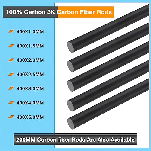 Miniatura 9 de ARRIS Varilla de fibra de carbono de 0.315 in de diámetro de 15.748 in para avión RC DIY Craft 0.039 in 0.059 in 0.098 in 0.118 in 0.157 in 0.197 in