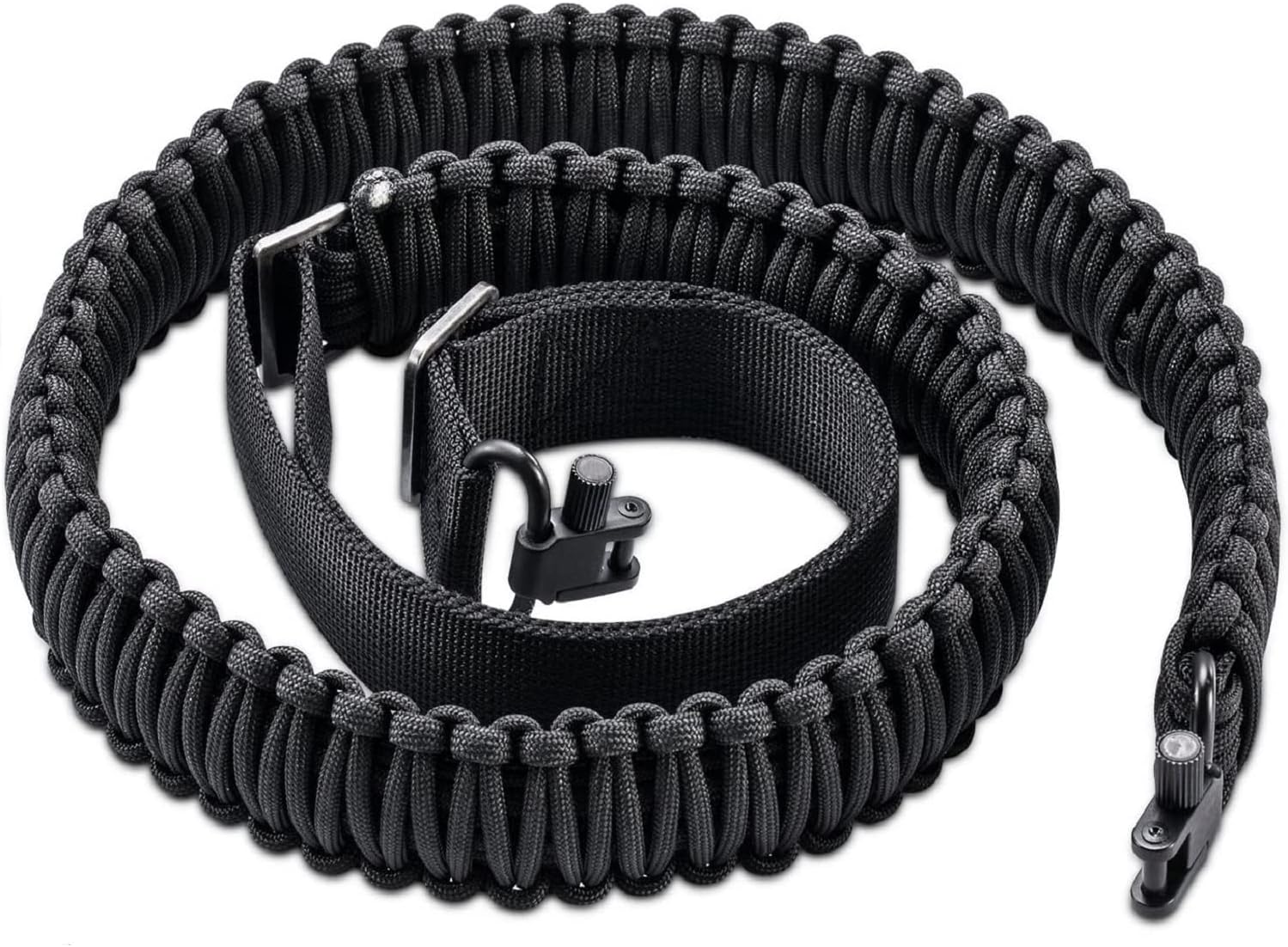 Two-Point Paracord Rifle Sling with Swivels, Non-Slip Gun Sling with Adjustable Length Strap
