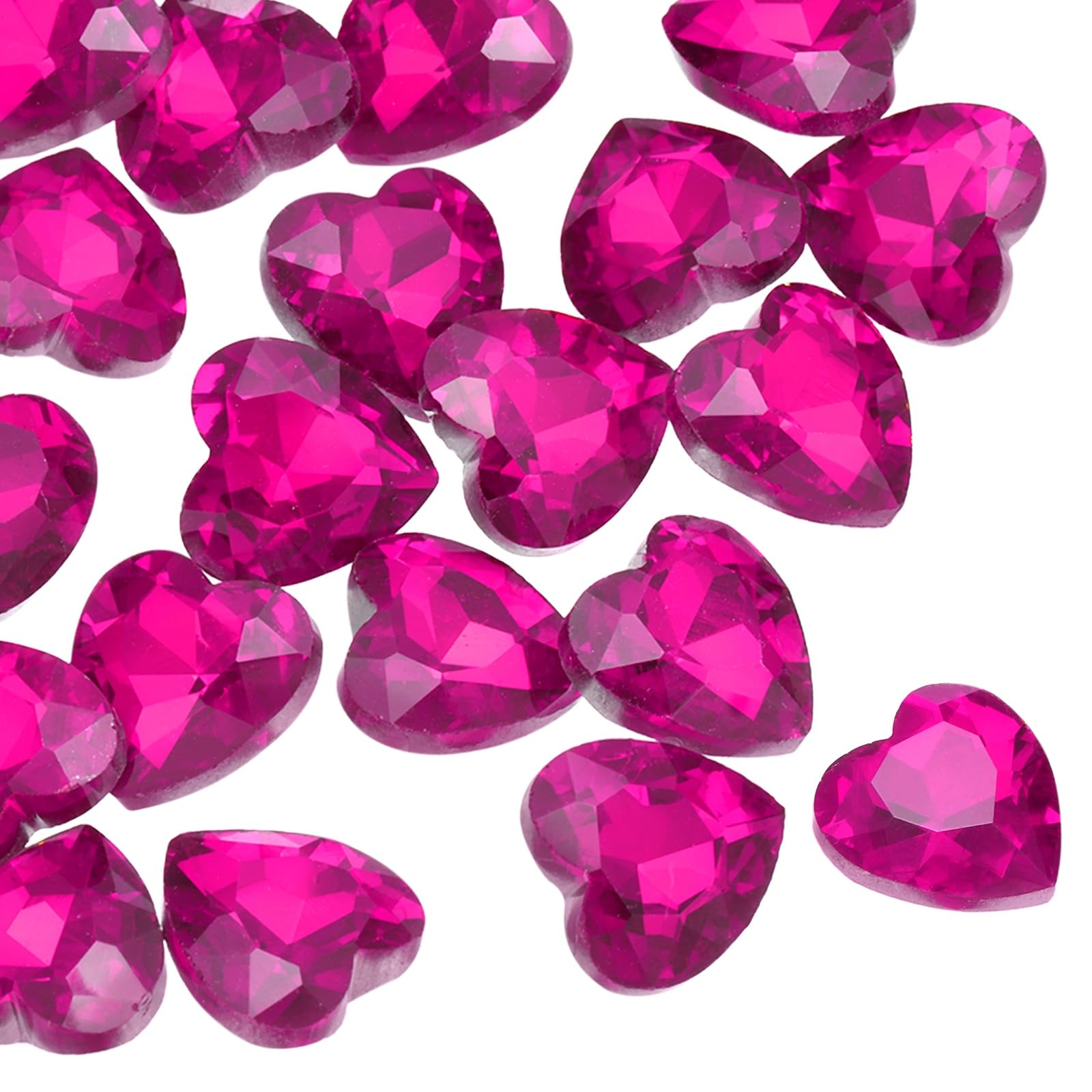 sourcing map Heart Crystal Rhinestones, 12mm Pointback Glass Rhinestone Crystals Gems for DIY Crafts Jewelry Making Costume Decorating, Pack of 50 (Rose Red)