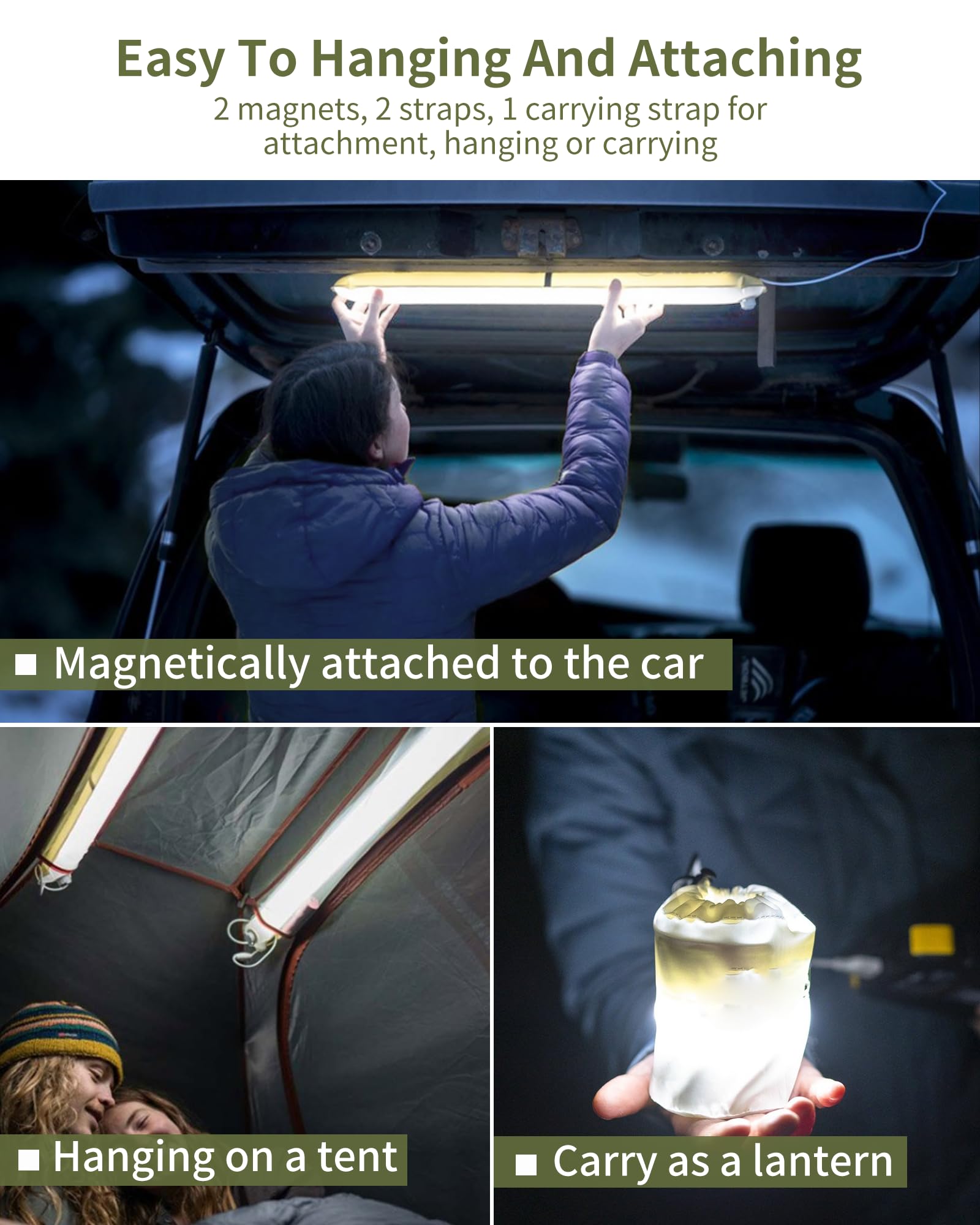 Nadmuchiwana lampa kempingowa LED z wtyczką przewodową, składana lampa namiotowa na zewnątrz z wodoodpornością IP66 / 3 trybami oświetlenia/10 regulowana jasność, do wędrówek, podróży i imprezowych